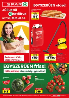 Spar Bp., Maroshévíz u. 1. üzletnyitás - amely érvényes a következő dátumtól: 2026.07.30.