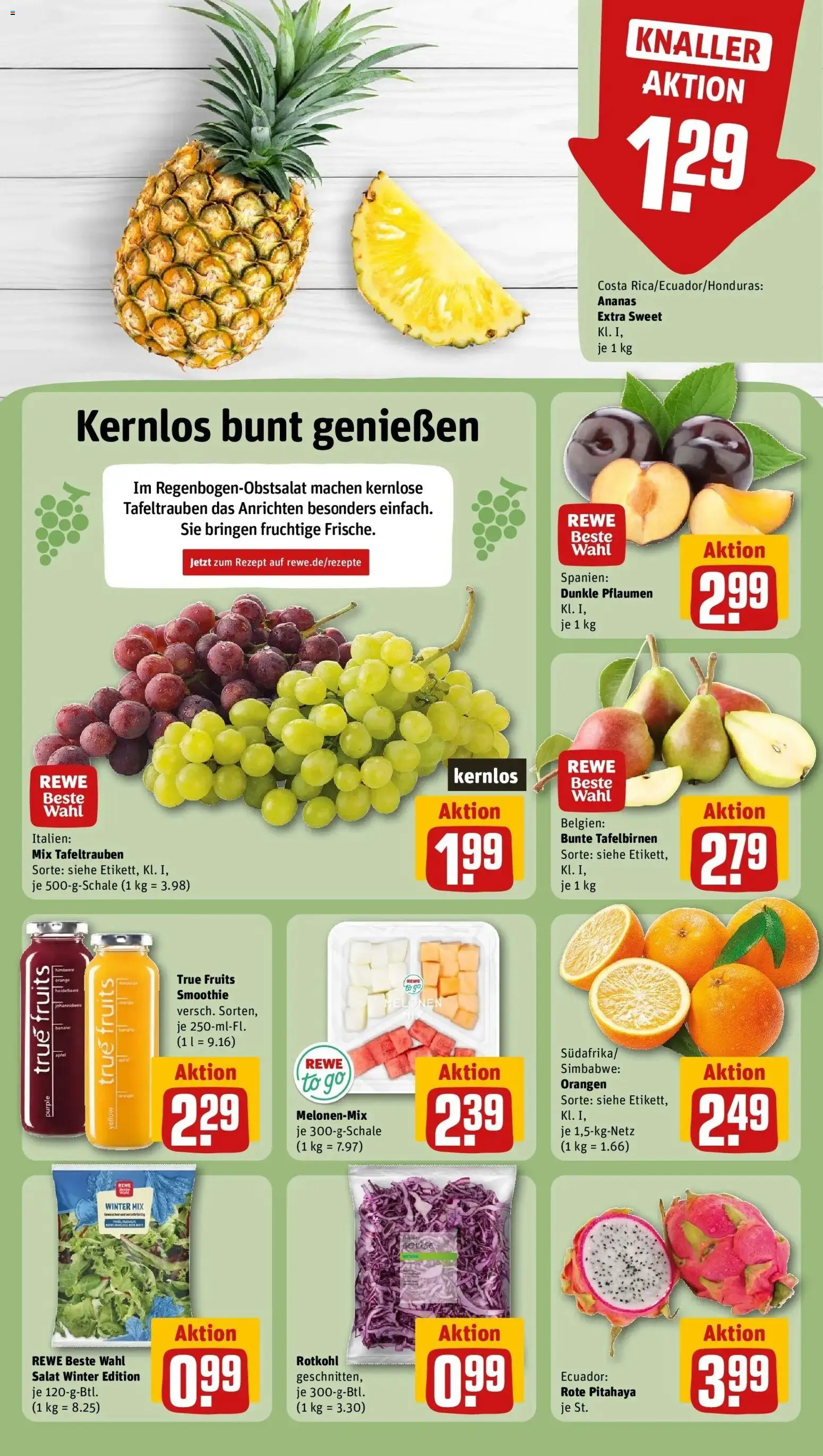 REWE Prospekt ab 05.10.2026 zum Blättern » Angebote | Seite: 8 | Produkte: Pflaumen, Rotkohl, Ananas, Gemüse