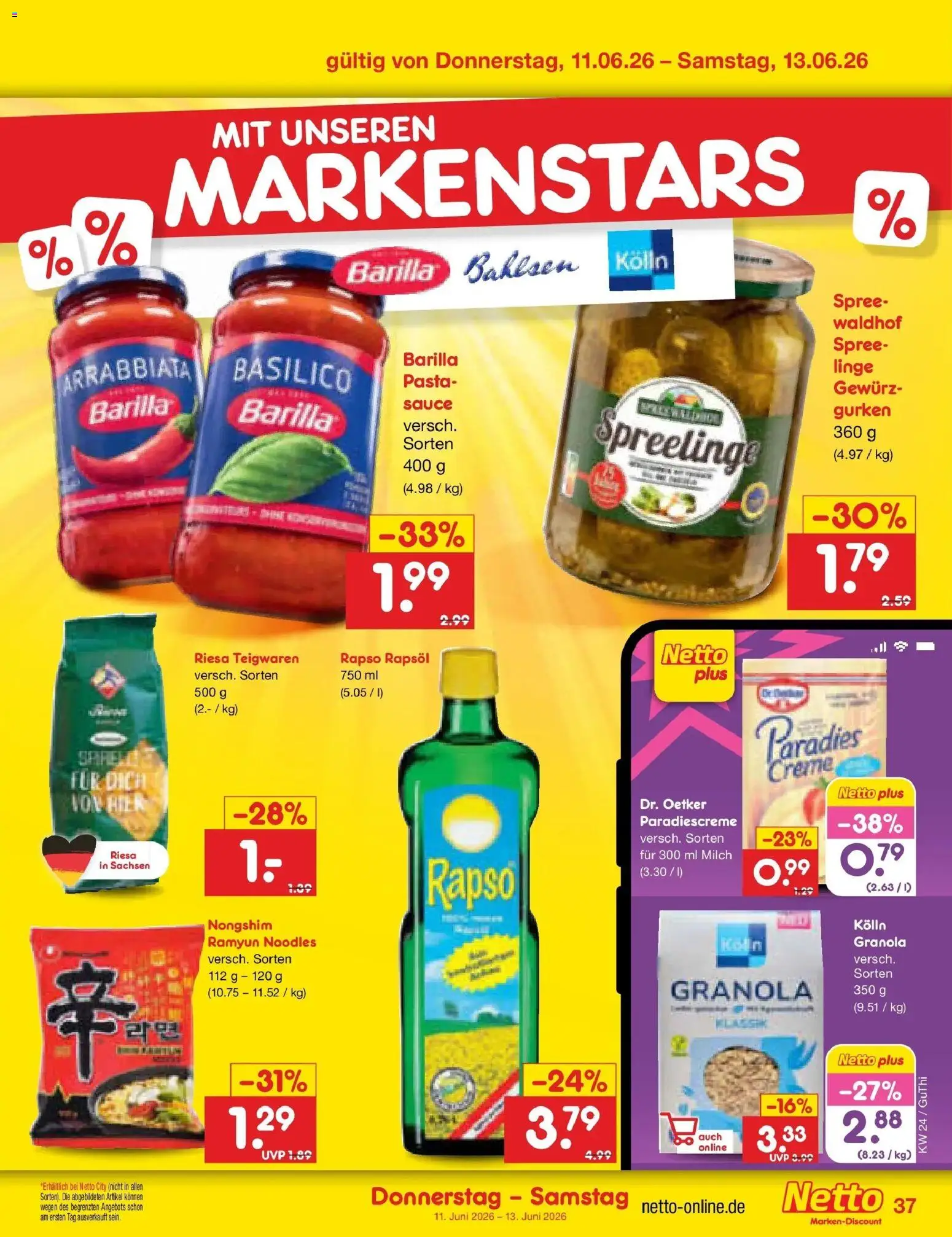 Netto Marken-Discount Prospekt Pirna – gültig ab 08.06.2026 | Seite: 57 | Produkte: Kolln, Barilla, Rapsöl, Rapso rapsol