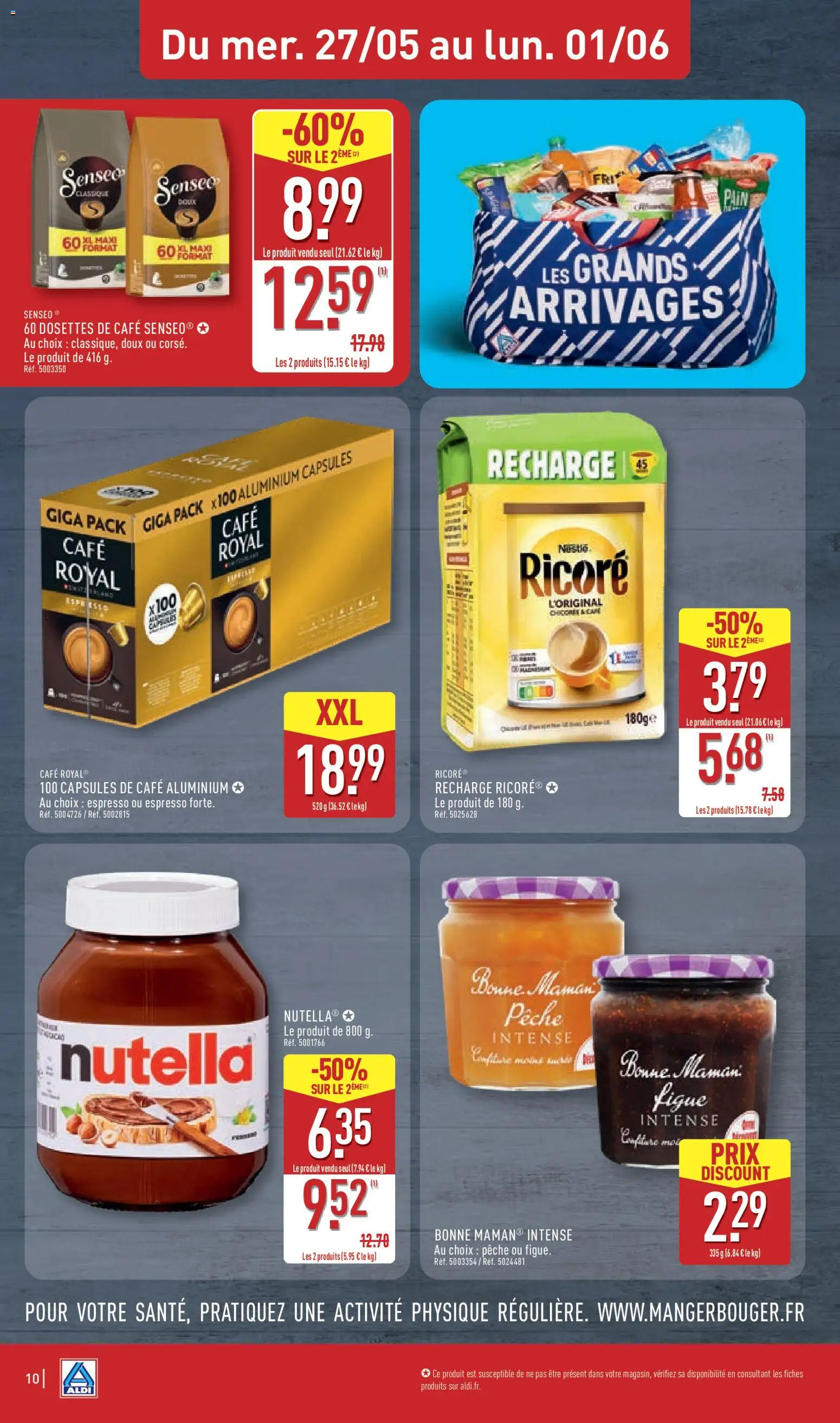 {H1} | Page: 12 | Produits: Pêche, Ricoré, Pain, Café