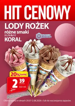Pogląd oferty "Prim Market promocja - Lody Rożek Koral" - ważna od 29.07.2026