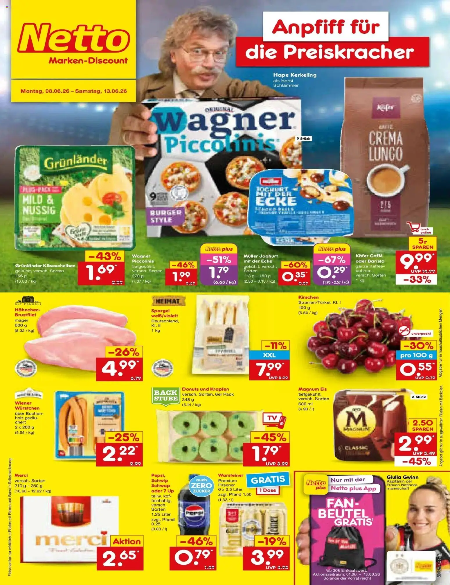 Netto Marken-Discount Prospekt Thierhaupten – gültig ab 08.06.2026 | Seite: 1 | Produkte: Spargel, Grunlander, Zucker, Eis