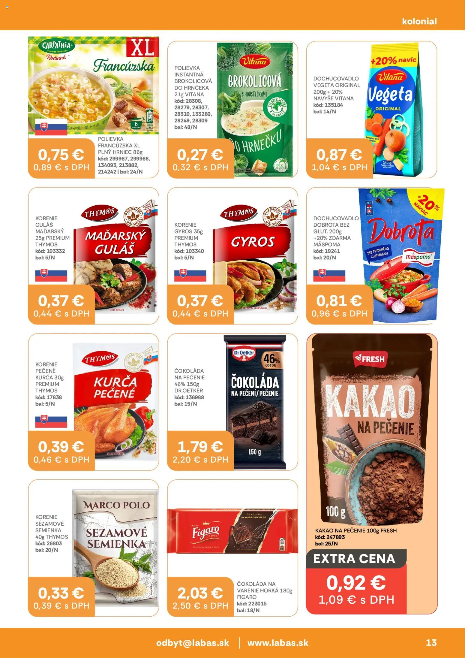 Nové Labaš akcie – leták je platný od 09.10.2026 | Strana: 13 | Produkty: Sezamové semienka, Čokoláda, Korenie, Kakao