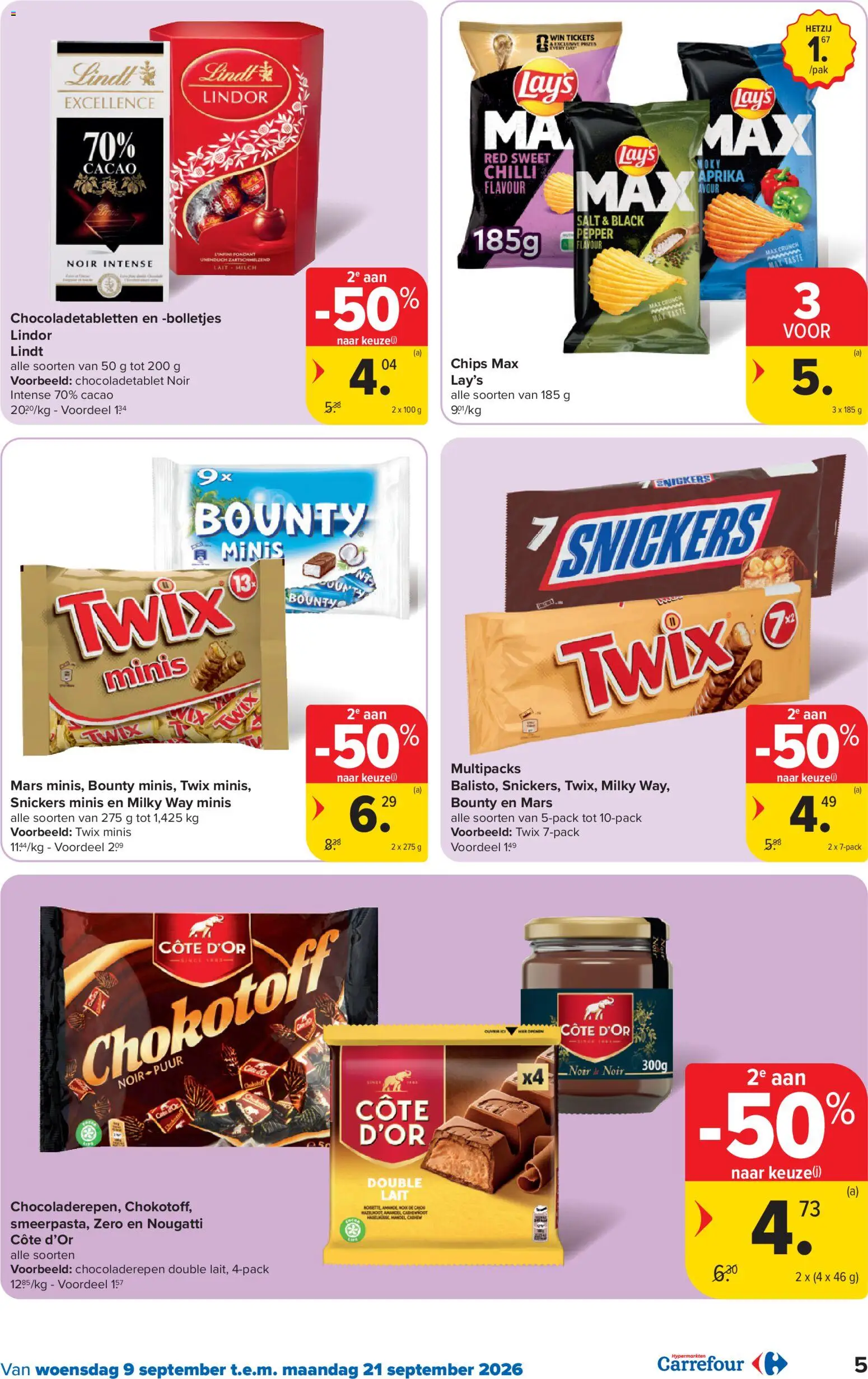 {H1} | Pagina: 5 | Producten: Mars, Snickers, Bolletjes, Lindor
