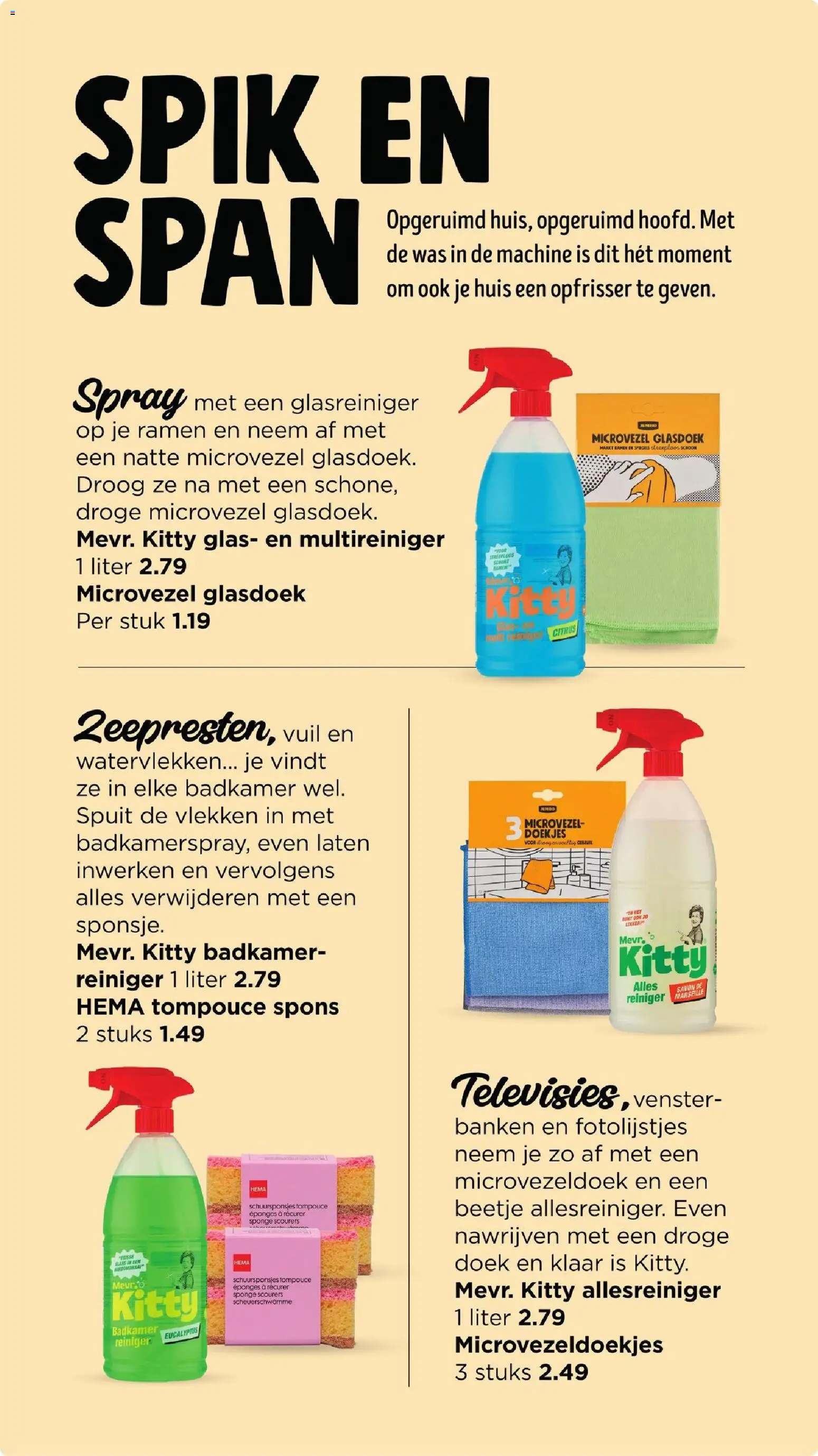 {H1} | Pagina: 54 | Producten: Hemd, Doekjes, Allesreiniger, Glas