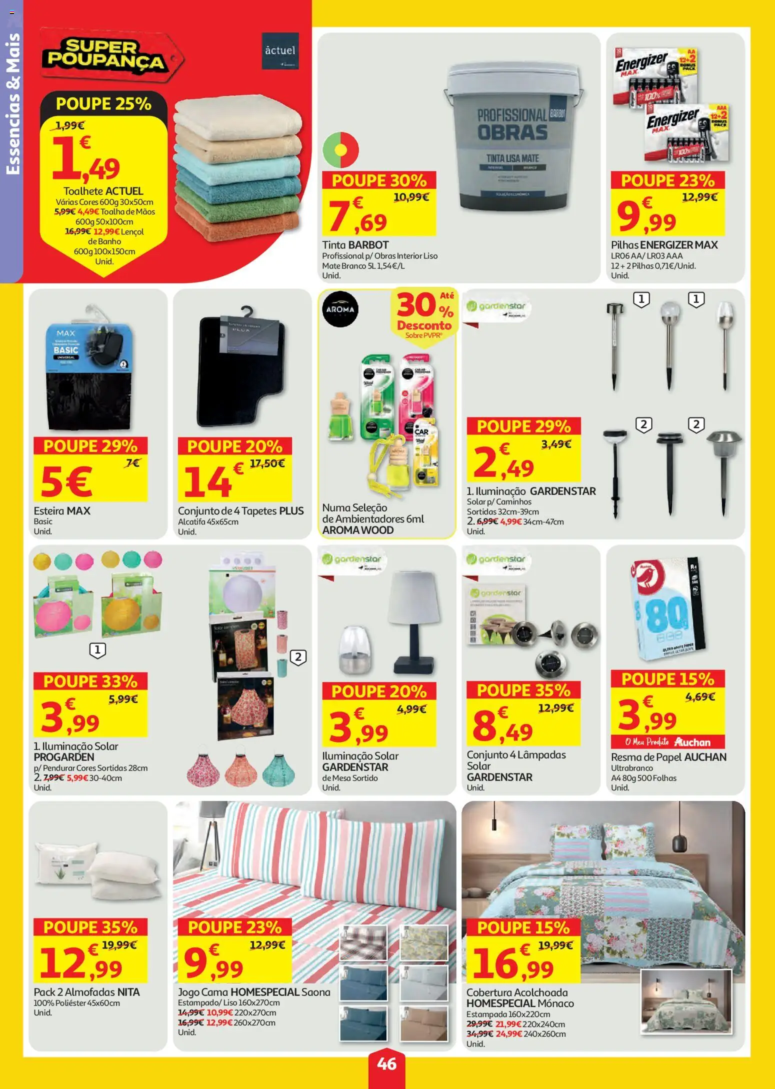 Auchan folheto │ válido de 23/07/2026 | Página: 46 | Produtos: Tinta, Lençol, Mesa, Banho