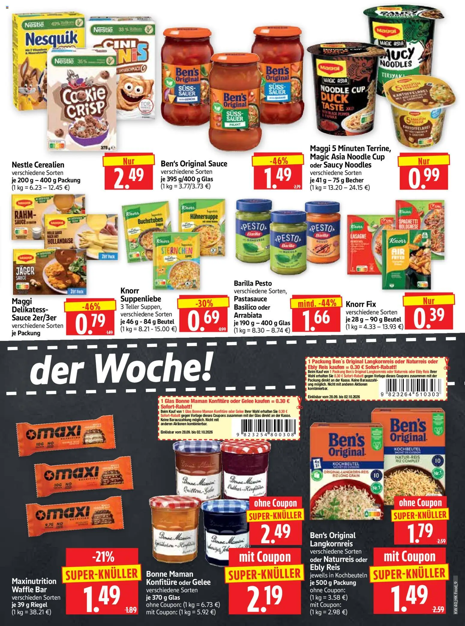 HERKULES Prospekt – gültig ab 28.09.2026 | Seite: 9 | Produkte: Maggi, Barilla, Barilla pesto, Lasagne