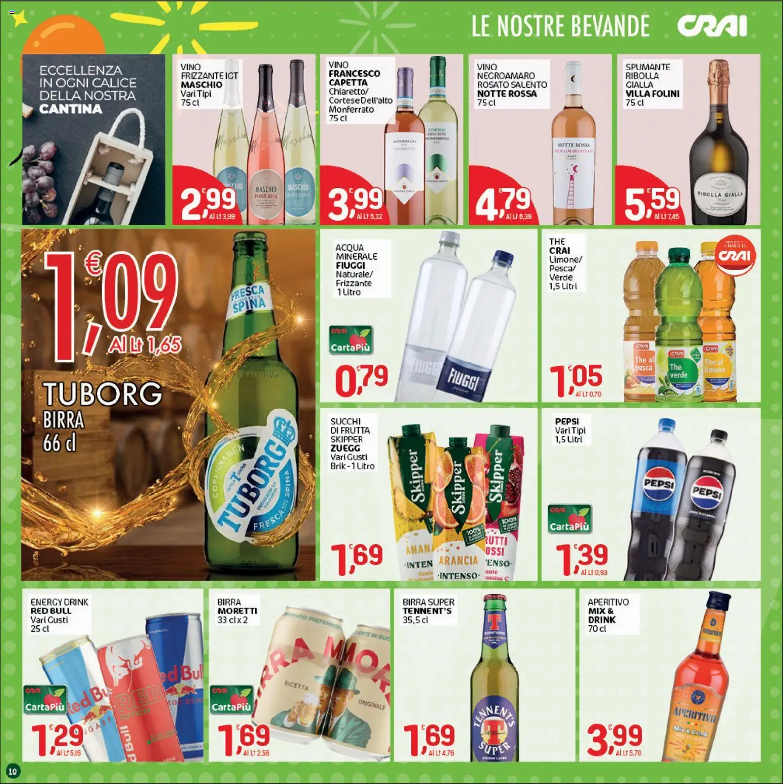 Volantino CRAI del 15/10/2026 | Pagina: 10 | Prodotti: Birra, Frutta, Limone, Arancia