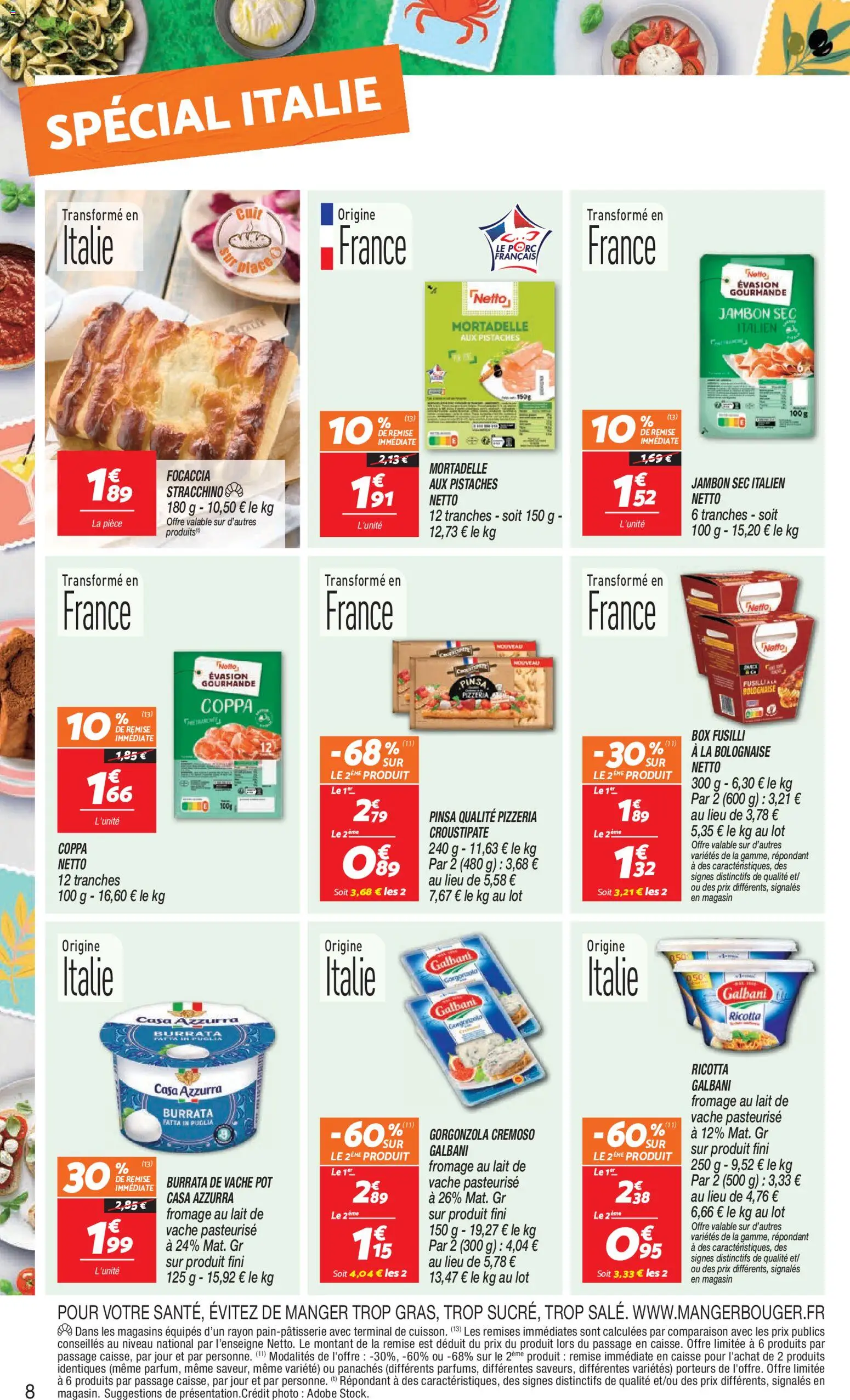 {H1} | Page: 8 | Produits: Pistaches, Focaccia, Fromage, Burrata