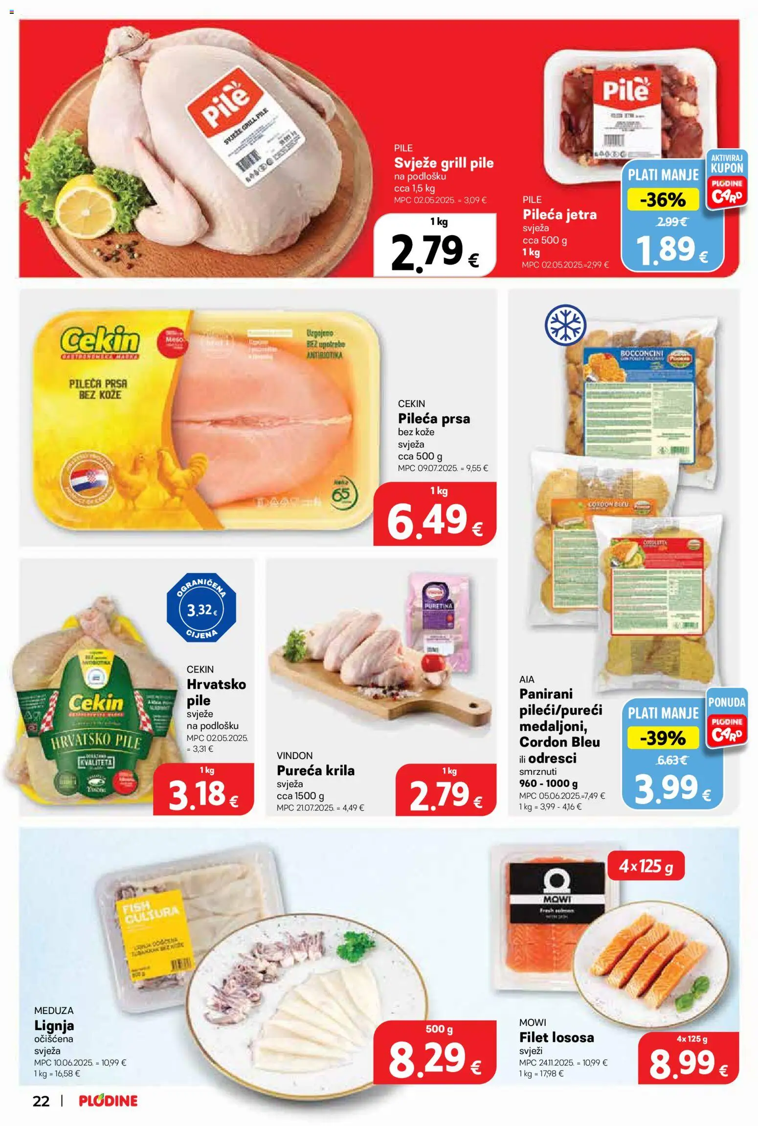 Plodine katalog | vrijedi od 13.05.2026 | Stranica: 22 | Proizvodi: Puretina, Pileća prsa