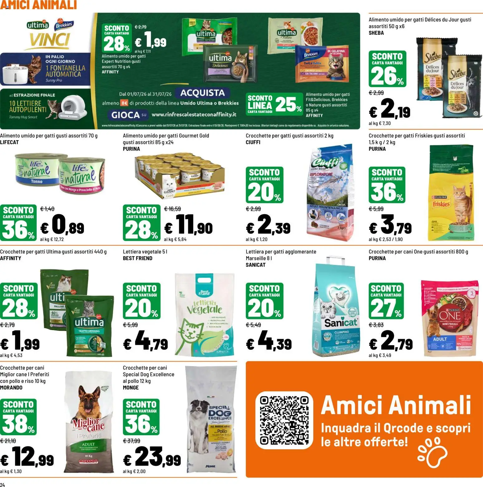 Volantino Iper del 09/07/2026 | Pagina: 24 | Prodotti: Lettiera per gatti, Pollo, Riso, Crocchette