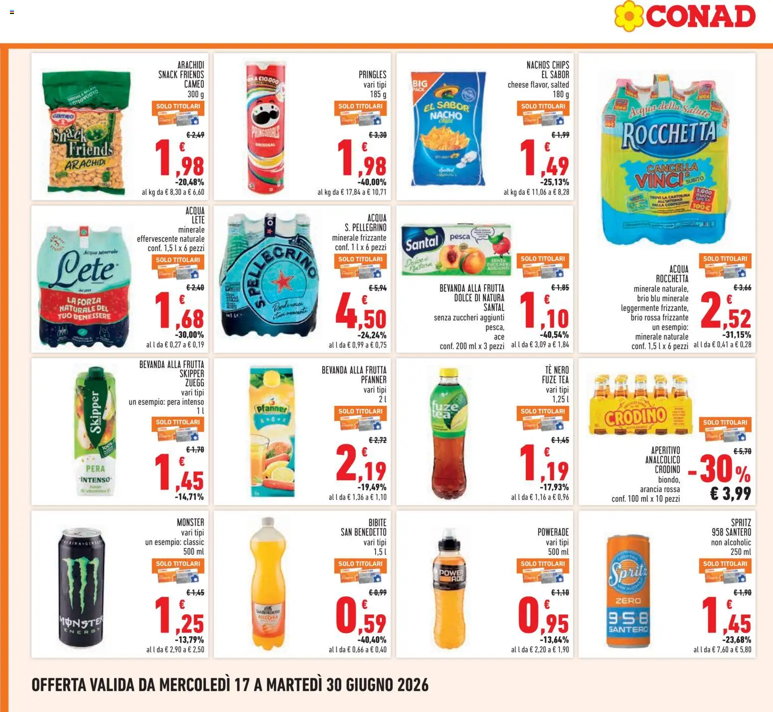 Volantino Conad del 17.06.2026 | Pagina: 14 | Prodotti: Tè, Acqua, Pesca, Arachidi