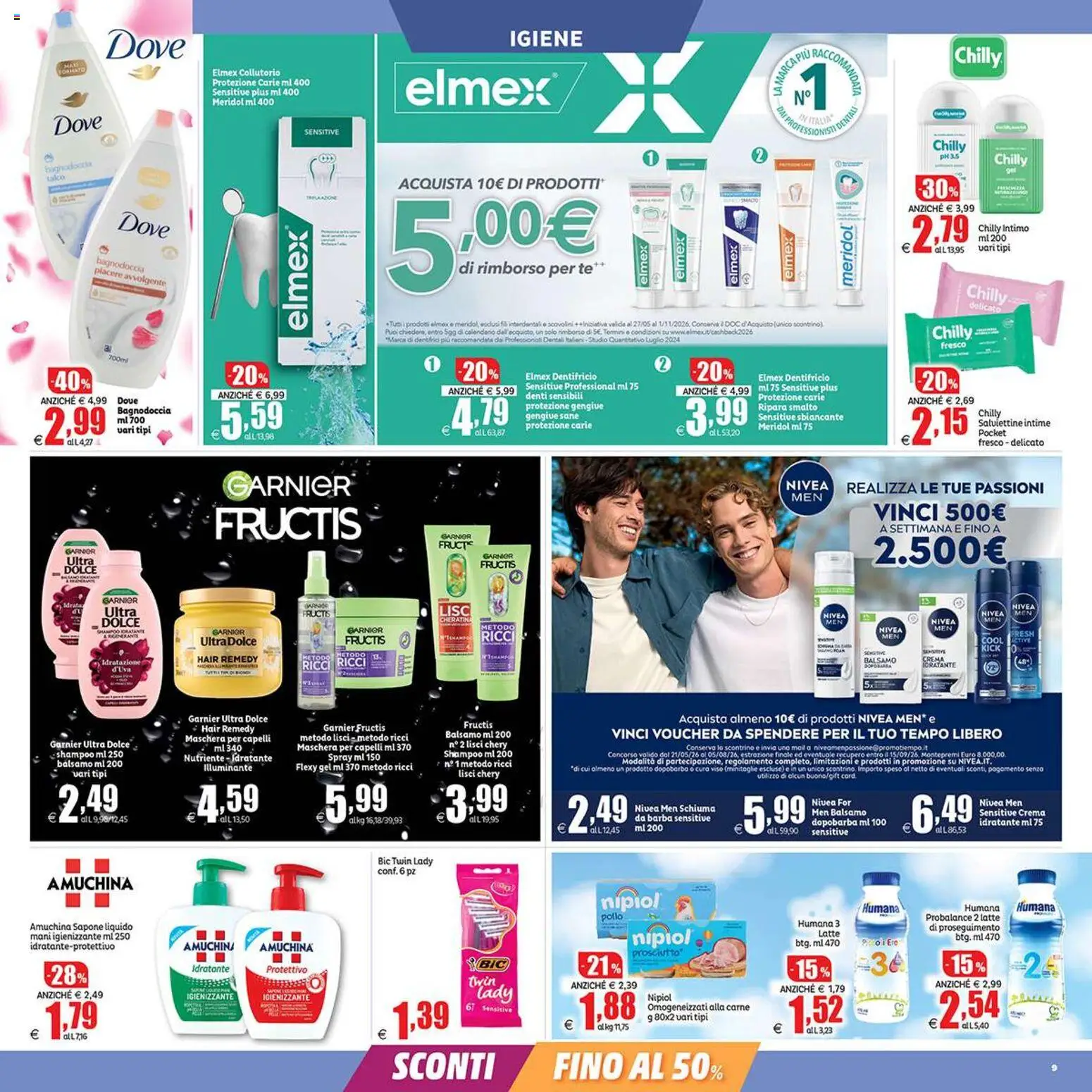 Volantino Elite Supermercati del 17/07/2026 | Pagina: 9 | Prodotti: Shampoo, Crema, Pollo, Polo