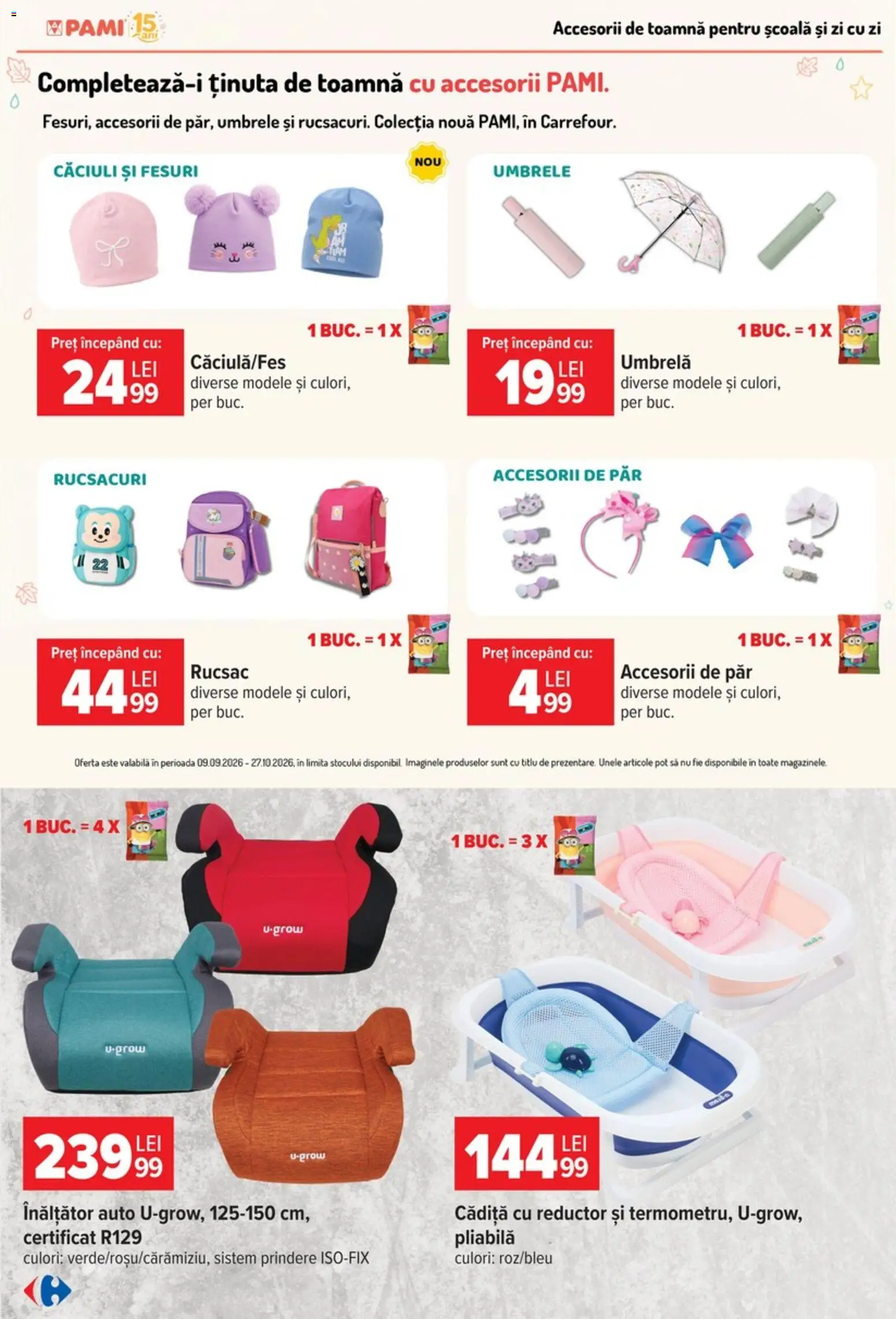Noul catalog Carrefour – valabil de la 09.09.2026 | Pagină: 17 | Produse: Umbrelă, Rucsac