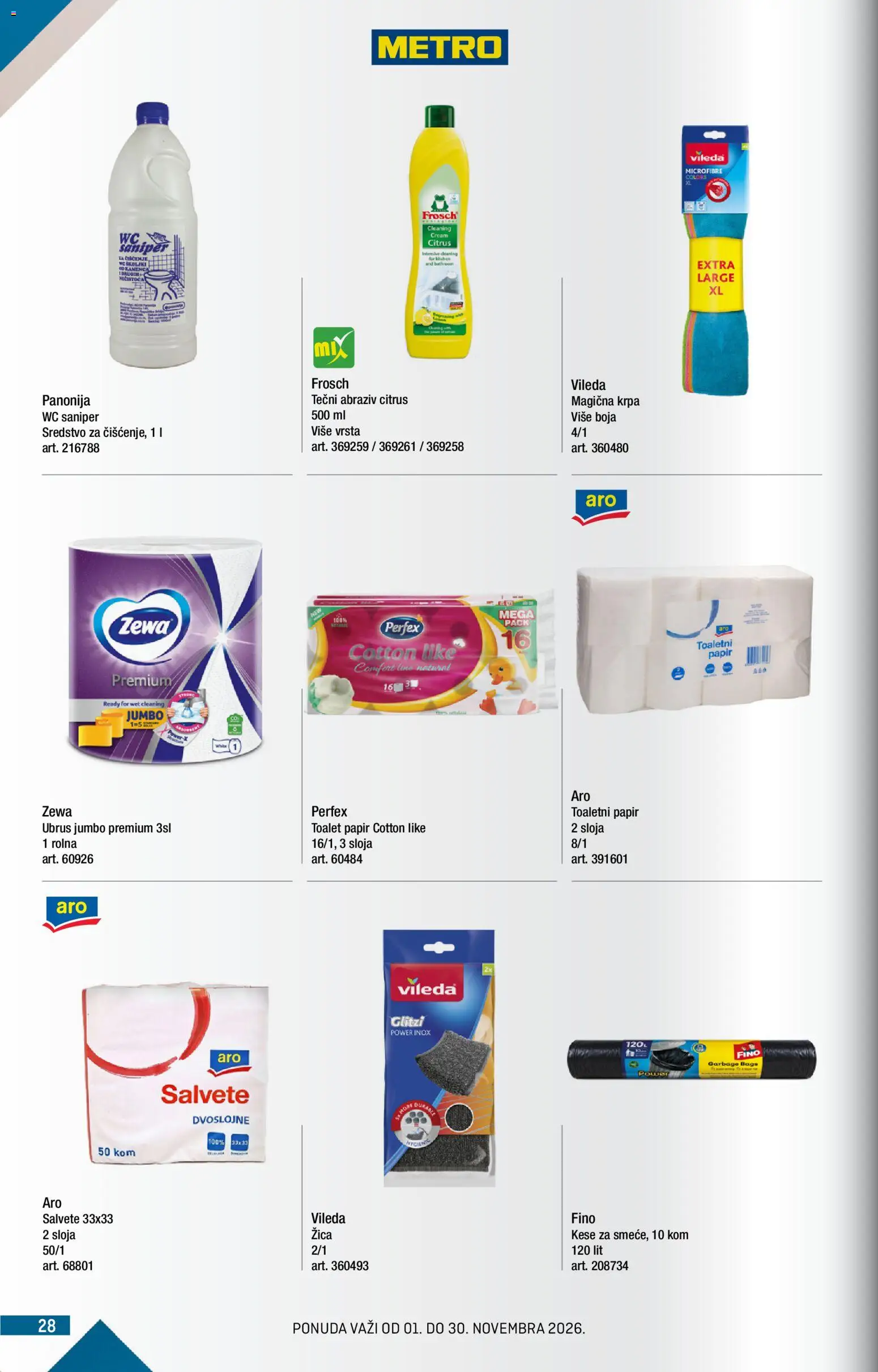 Metro katalog - važi od 01.11.2026 | Strana: 28 | Proizvode: Toalet papir, Ubrus, Wc, Vileda
