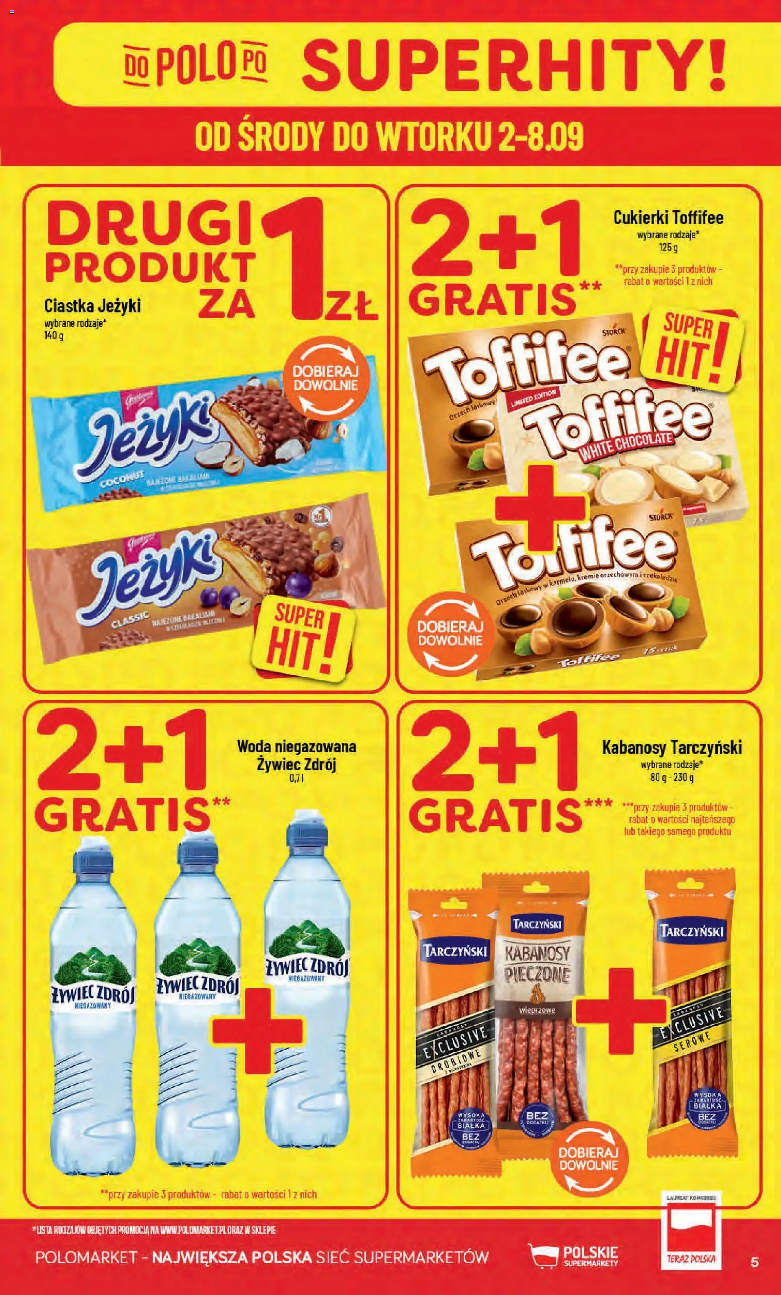 POLOmarket gazetka od 02.09.2026 | Strona: 5 | Produkty: Toffifee, Kabanosy, Ciastka, Woda