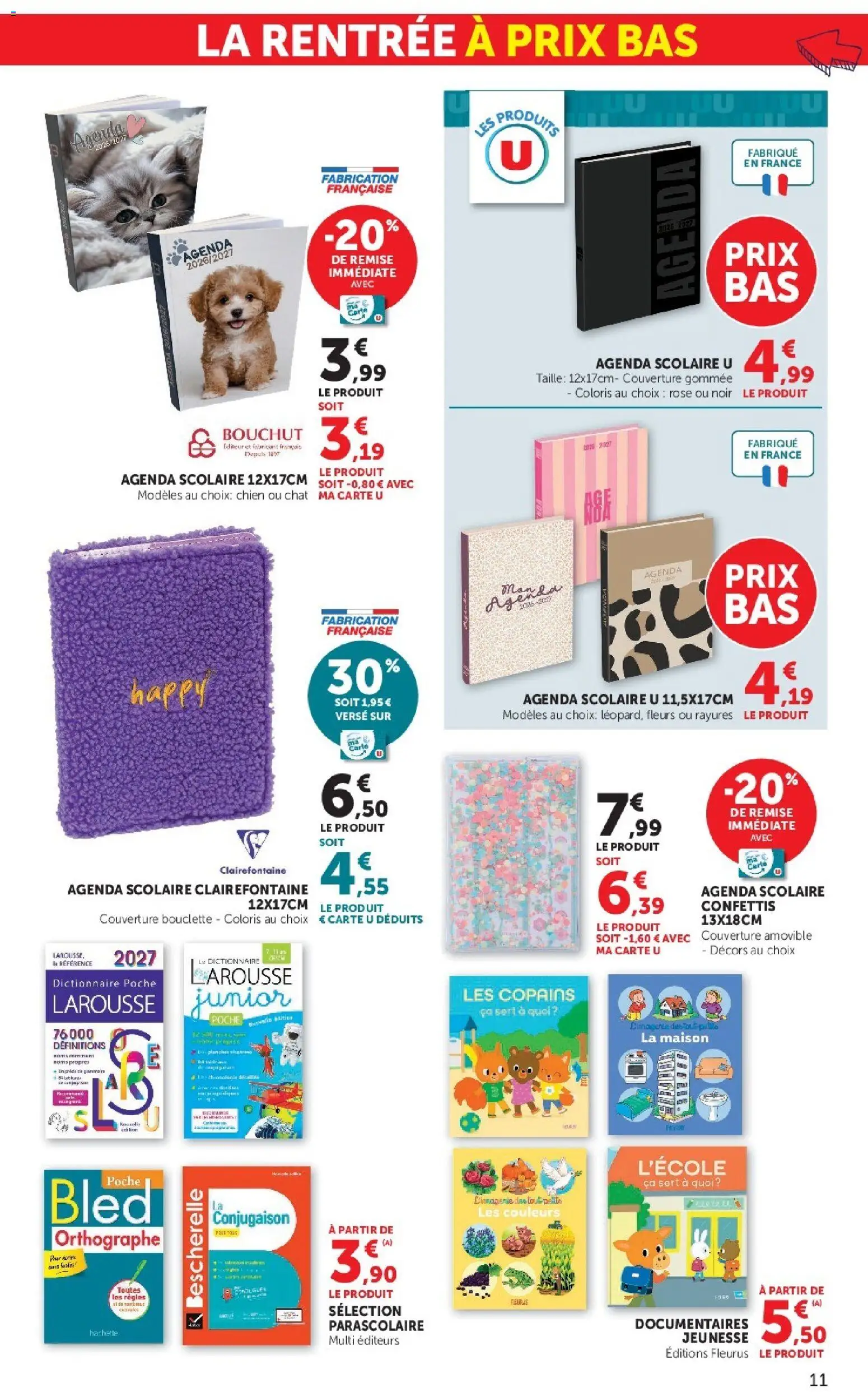 {H1} | Page: 11 | Produits: Fleurs, Couverture, Agenda, Agenda scolaire