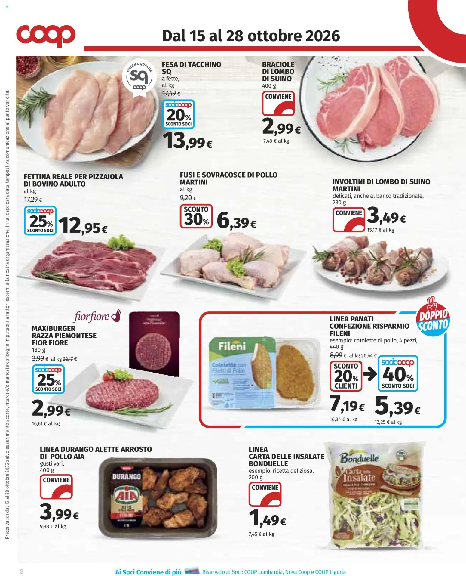 Volantino COOP del 15/10/2026 | Pagina: 8 | Prodotti: Bovino, Arrosto, Pollo, Suino