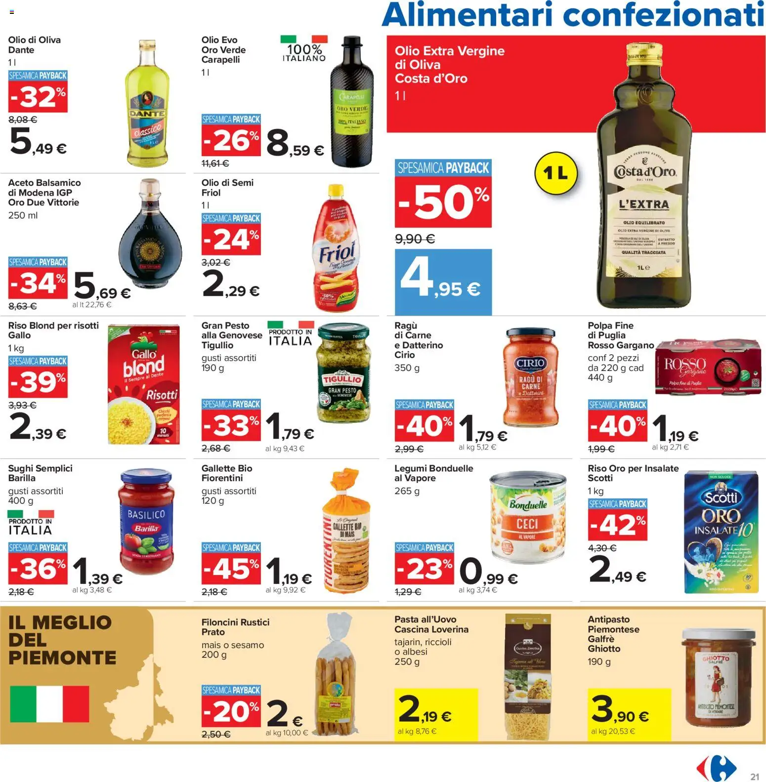 Volantino Carrefour del 19.05.2026 | Pagina: 21 | Prodotti: Pasta, Basilico, Aceto, Olio di Oliva