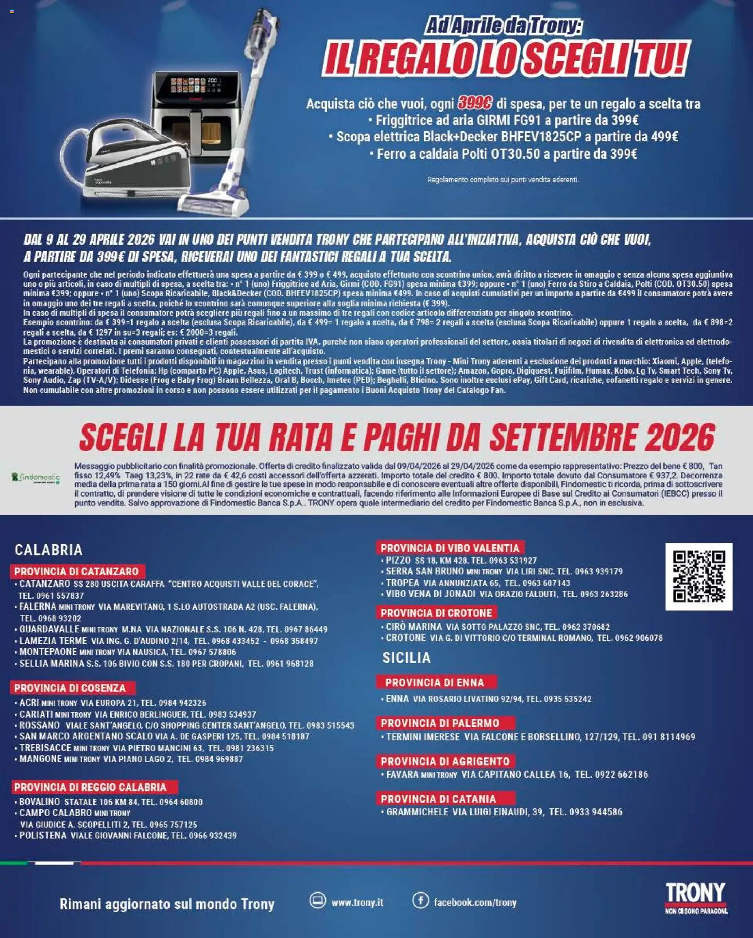Volantino Trony del 09.04.2026 | Pagina: 38 | Prodotti: Scopa elettrica, Caraffa, Friggitrice ad aria, Caldaia