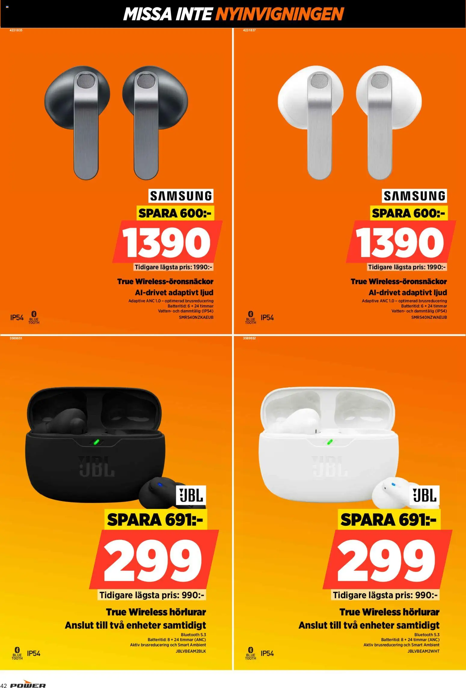 Power reklamblad aktuell från 15/10/2026 | Sida: 42 | Produkter: Vatten, Hörlurar