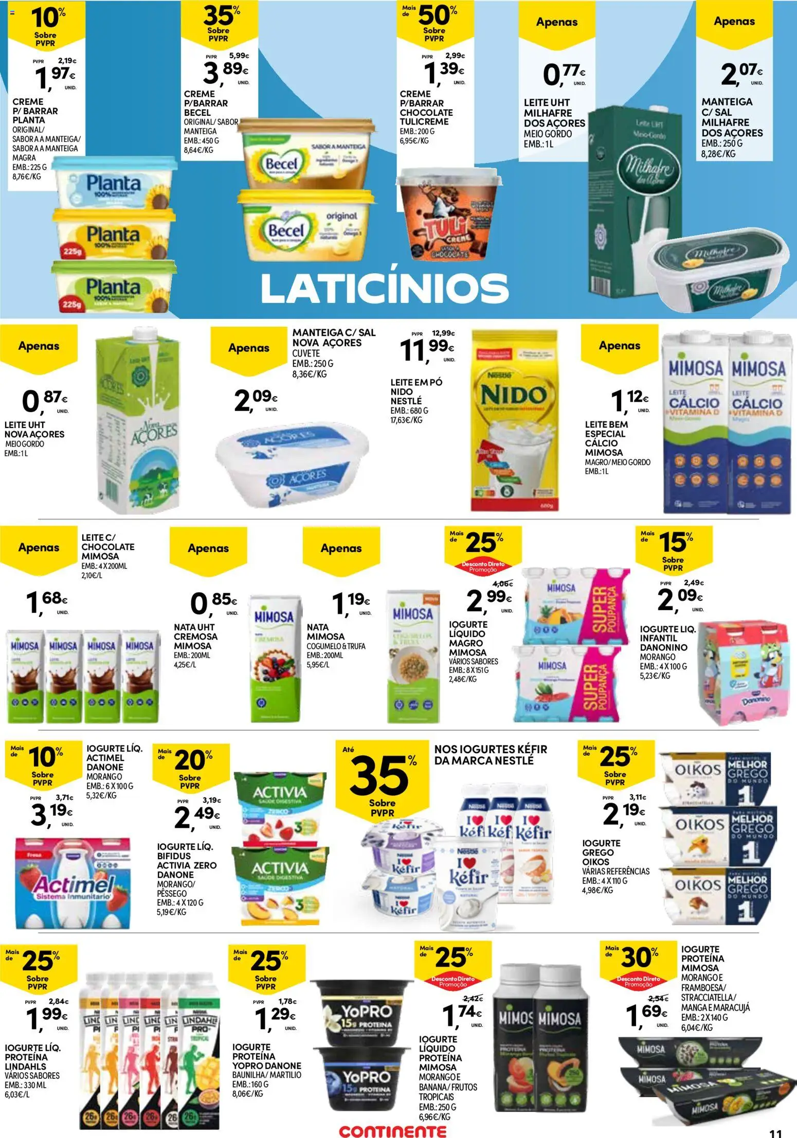 Continente Açores  │ válido de 16.04.2026 | Página: 11 | Produtos: Leite em pó, Cálcio, Nestlé, Nata