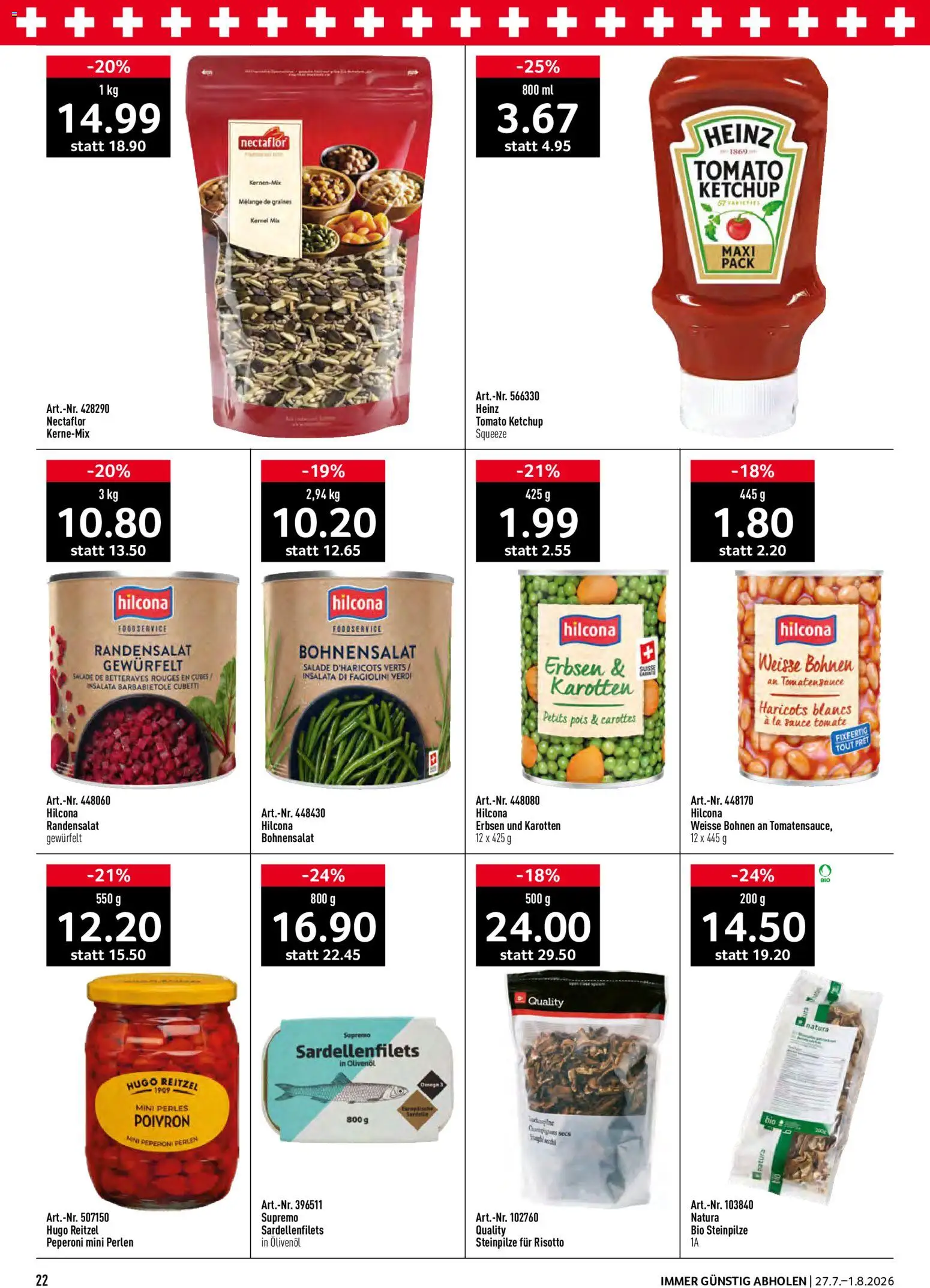 Prodega aktionen – gültig ab 27.07.2026 | Seite: 22 | Produkte: Urtepotteskjuler, Erbsen, Ketchup