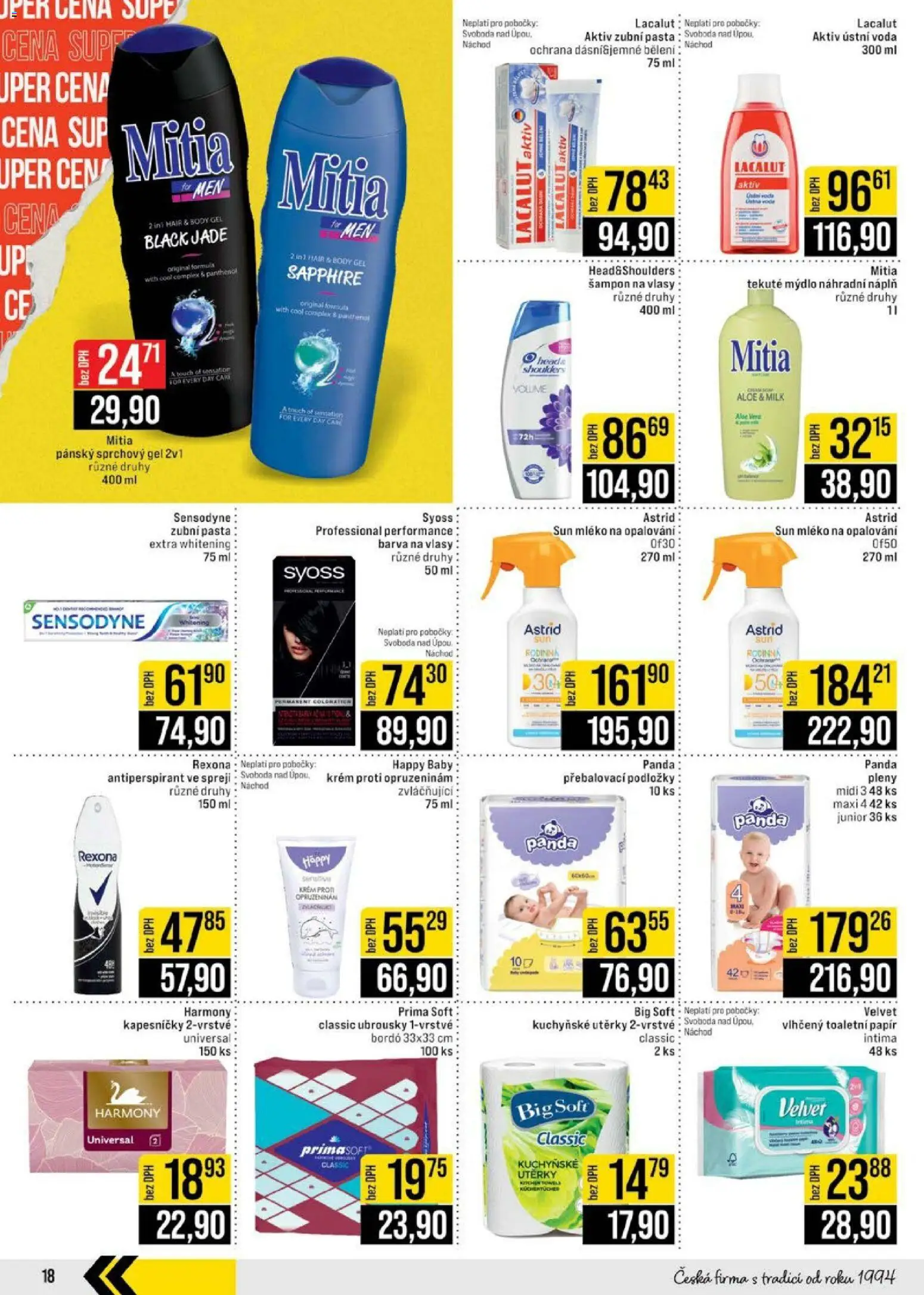 Jip leták - Cash & Carry od 10.06.2026 | Strana: 18 | Produkty: Voda, Utěrky, Toaletní papír, Pleny