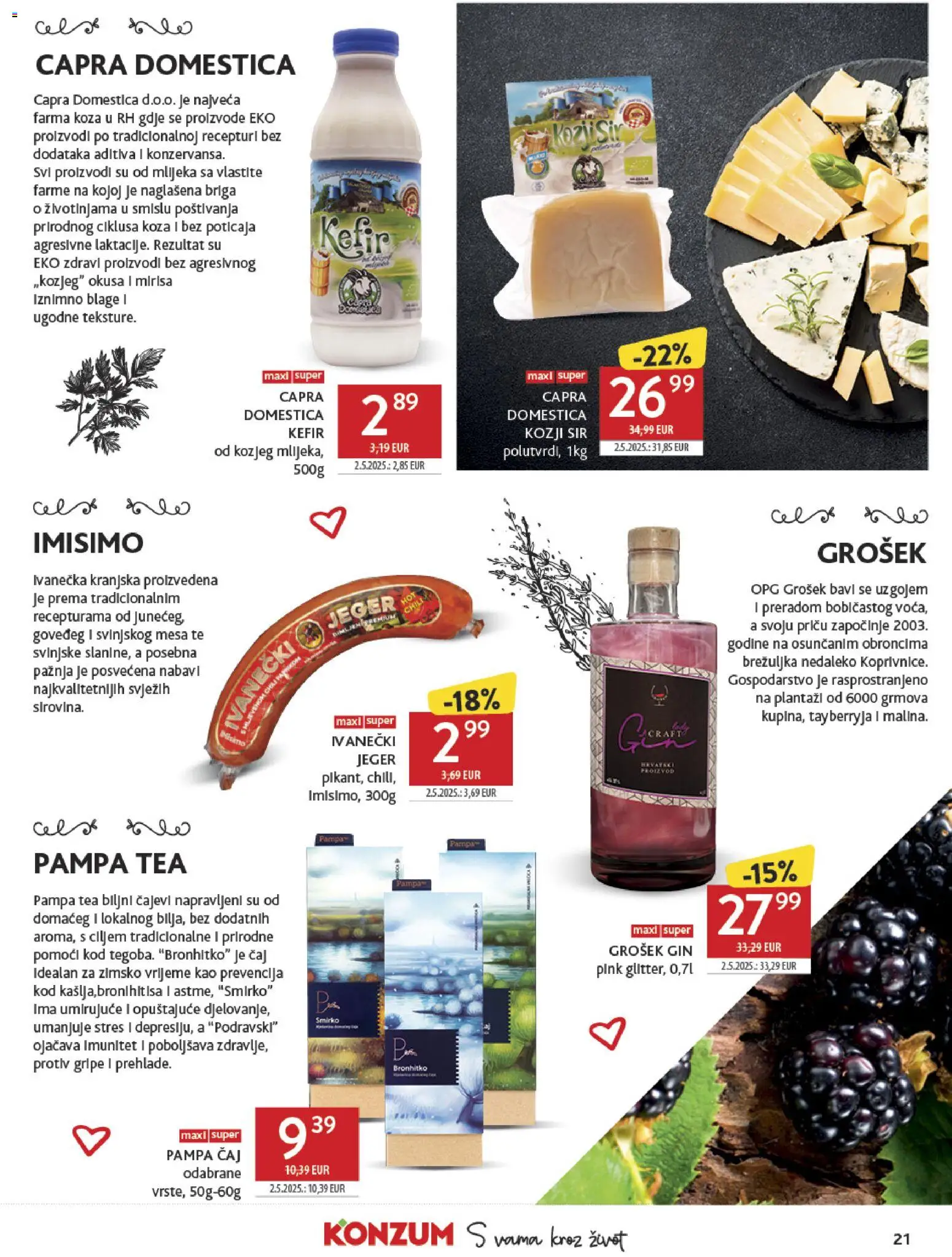 Konzum katalog | vrijedi od 12.08.2026 | Stranica: 21 | Proizvodi: Jeger, Sir, Čaj, Kefir