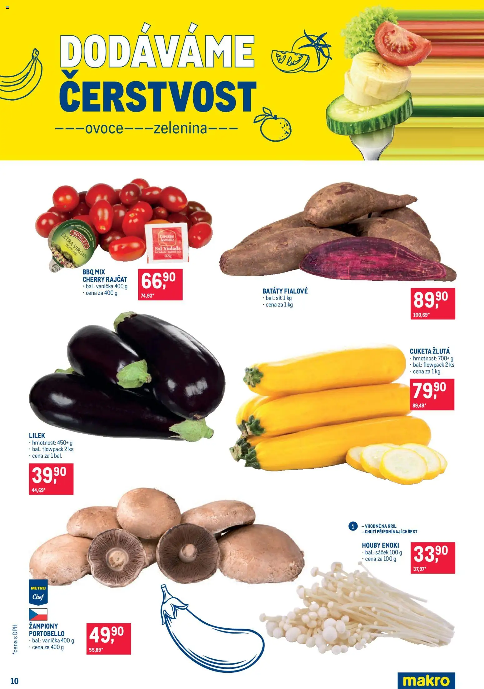 Makro leták - Pro milovníky jídla od 03.06.2026 | Strana: 10 | Produkty: Žampiony, Cuketa, Gril, Chřest
