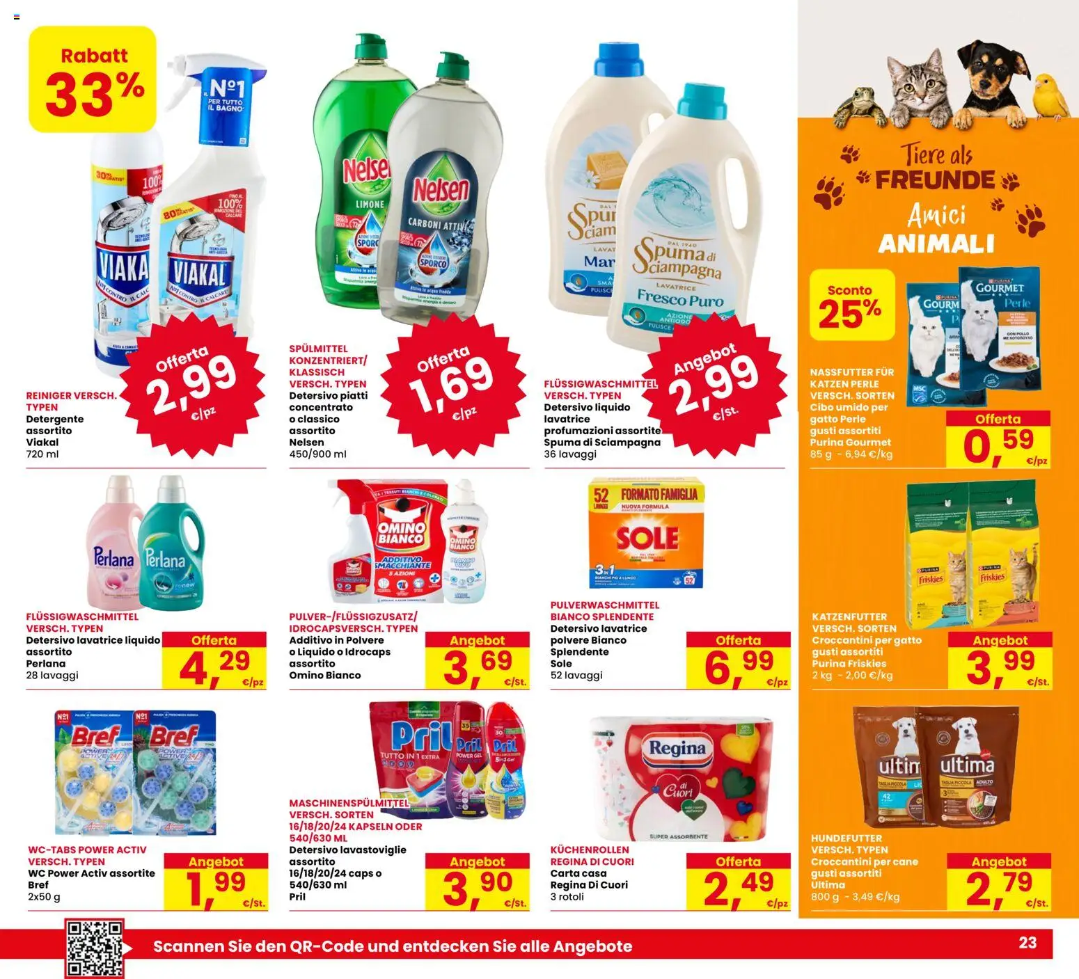 Volantino Eurospar del 17/09/2026 | Pagina: 23 | Prodotti: Detergente, Piatti, Lavatrice, WC