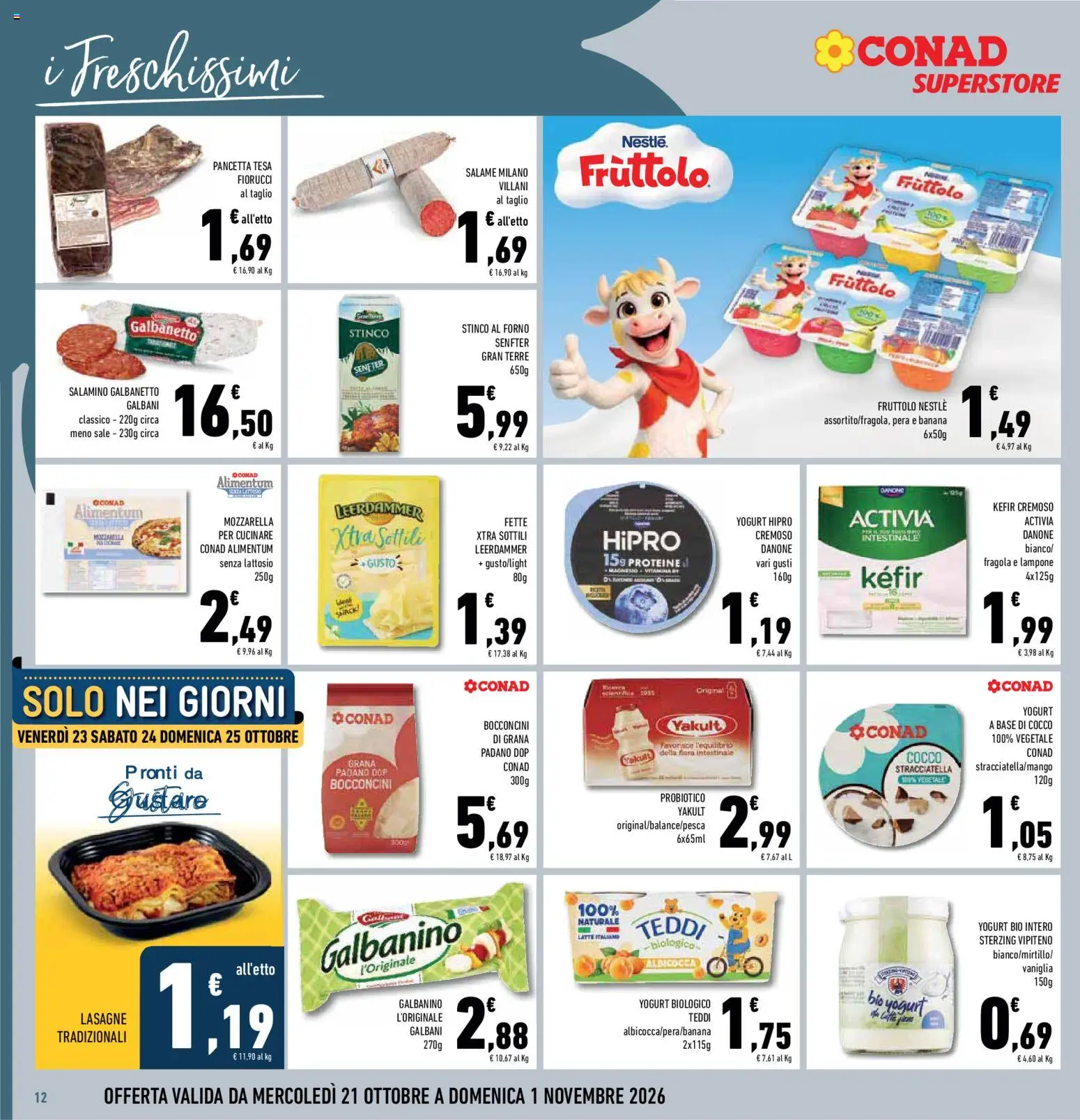 Volantino Conad del 21/10/2026 | Pagina: 12 | Prodotti: Mozzarella, Latte, Pera, Cocco