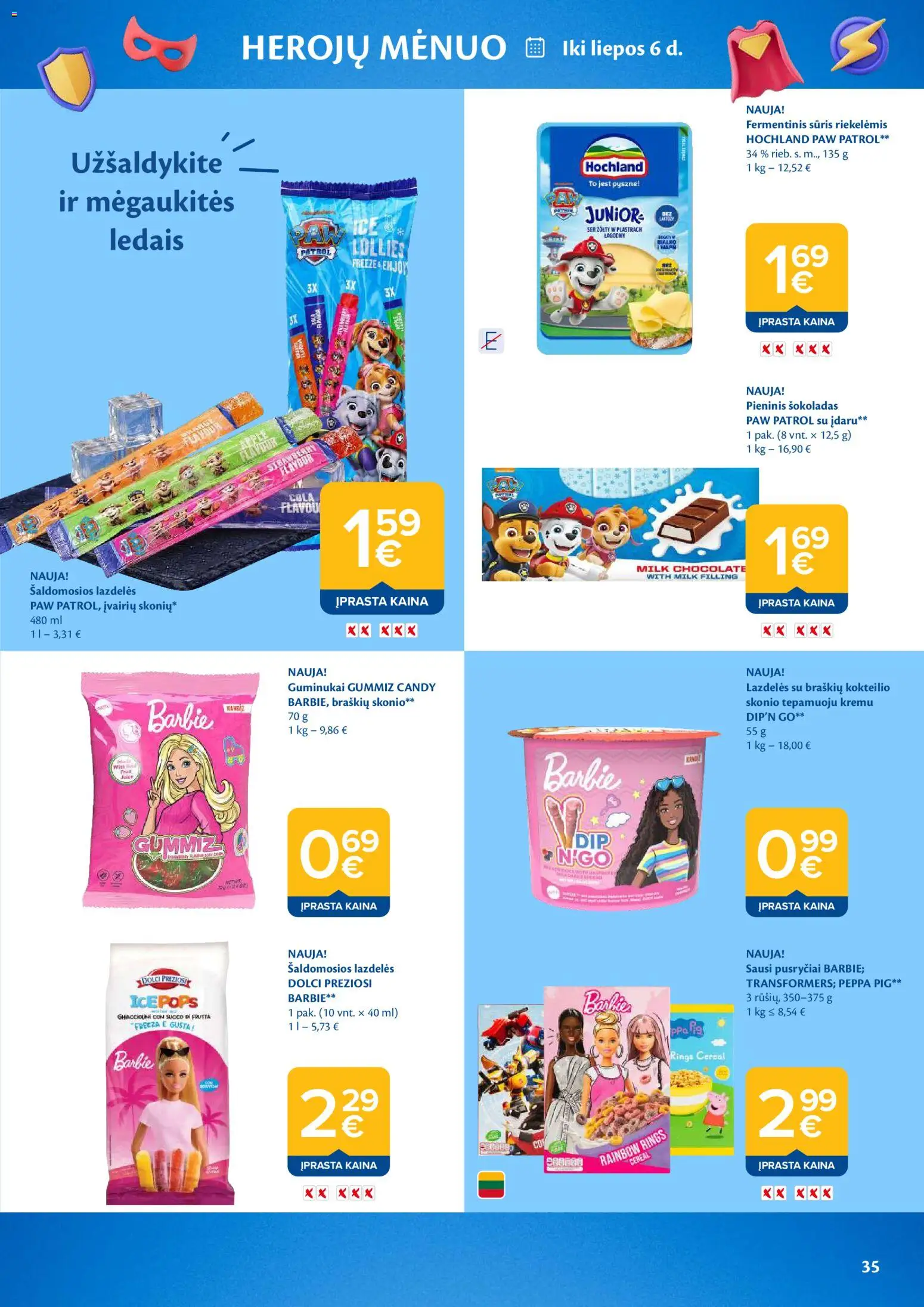 MAXIMA akcijos nuo 16.06.2026 | Puslapis: 35 | Prekių: Fermentinis sūris, Sūris, Šokoladas, Guminukai