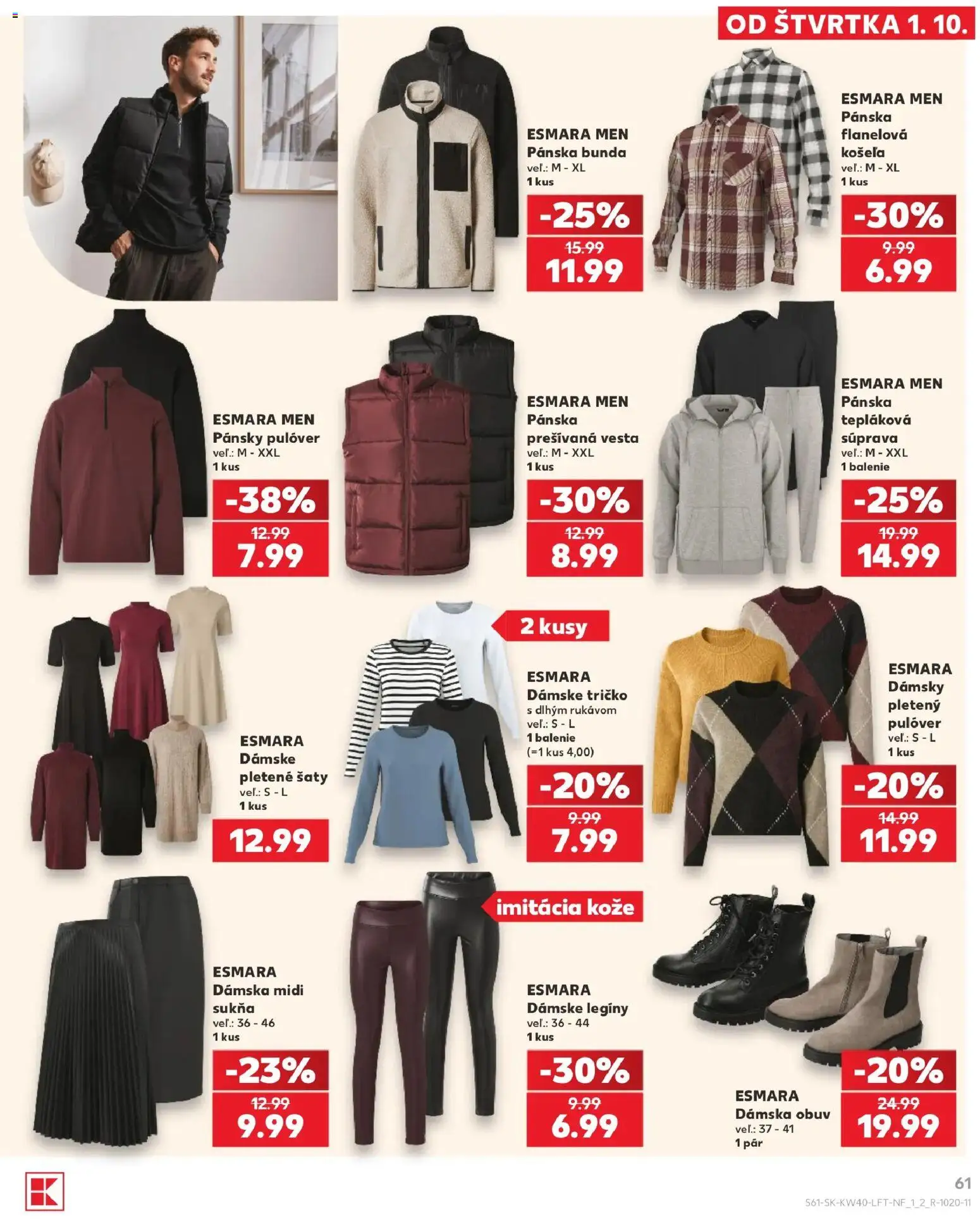Nové Kaufland akcie – leták je platný od 01.10.2026 | Strana: 61 | Produkty: Šaty, Košeľa, Vesta, Bunda