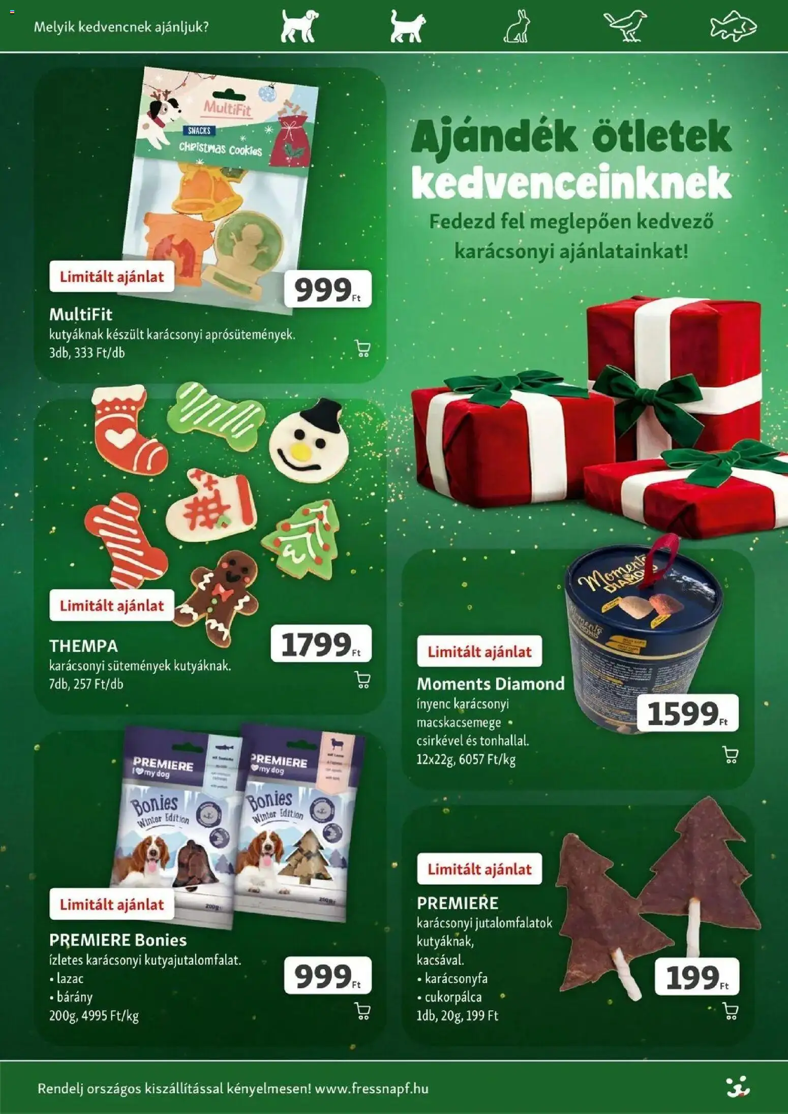 Fressnapf aktuális akciós újság - 2026.10.08. -tól/töl > akció, lapozható szórólap 🛍️ | Oldal: 8 | Termékek: Karácsonyfa, Lazac, Sütemények