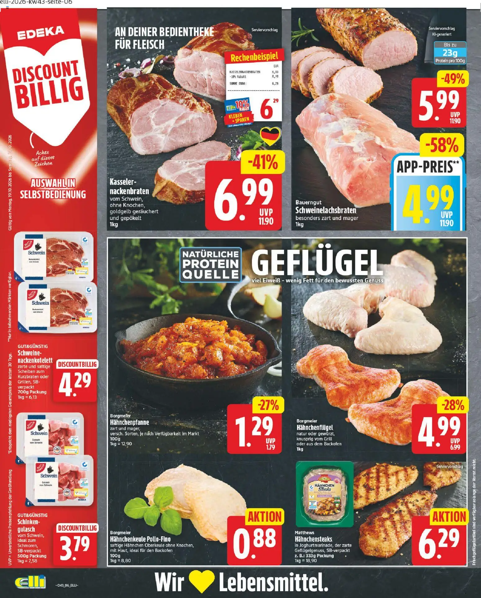 Elli Markt Prospekt Gütersloh – gültig ab 19.10.2026 | Seite: 6 | Produkte: Gulasch, Backofen, Schinken, Fleisch