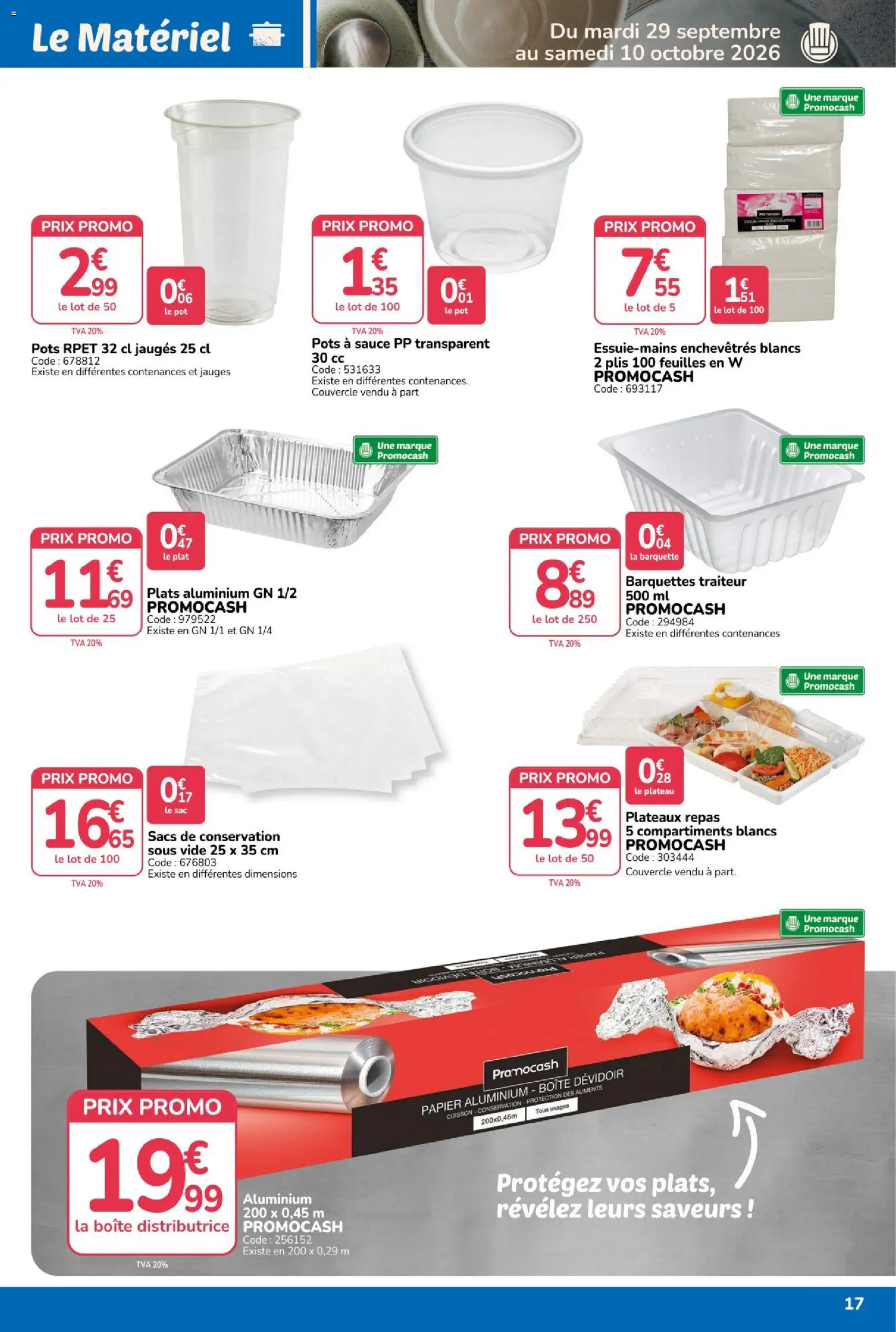 {H1} | Page: 17 | Produits: Sac, Plateau, Papier aluminium, Aliments