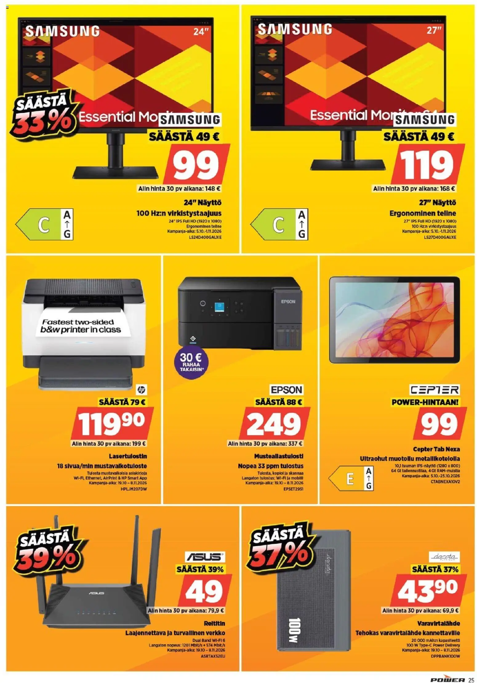 Power tarjoukset – voimassa 19/10/2026 alkaen | Sivu: 25 | Tuotteet: Varavirtalähde, Näyttö