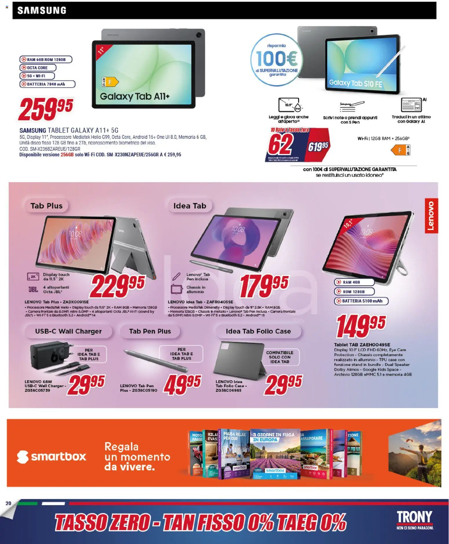 Volantino Trony del 21.05.2026 | Pagina: 20 | Prodotti: Tablet, Disco, Speaker, Samsung
