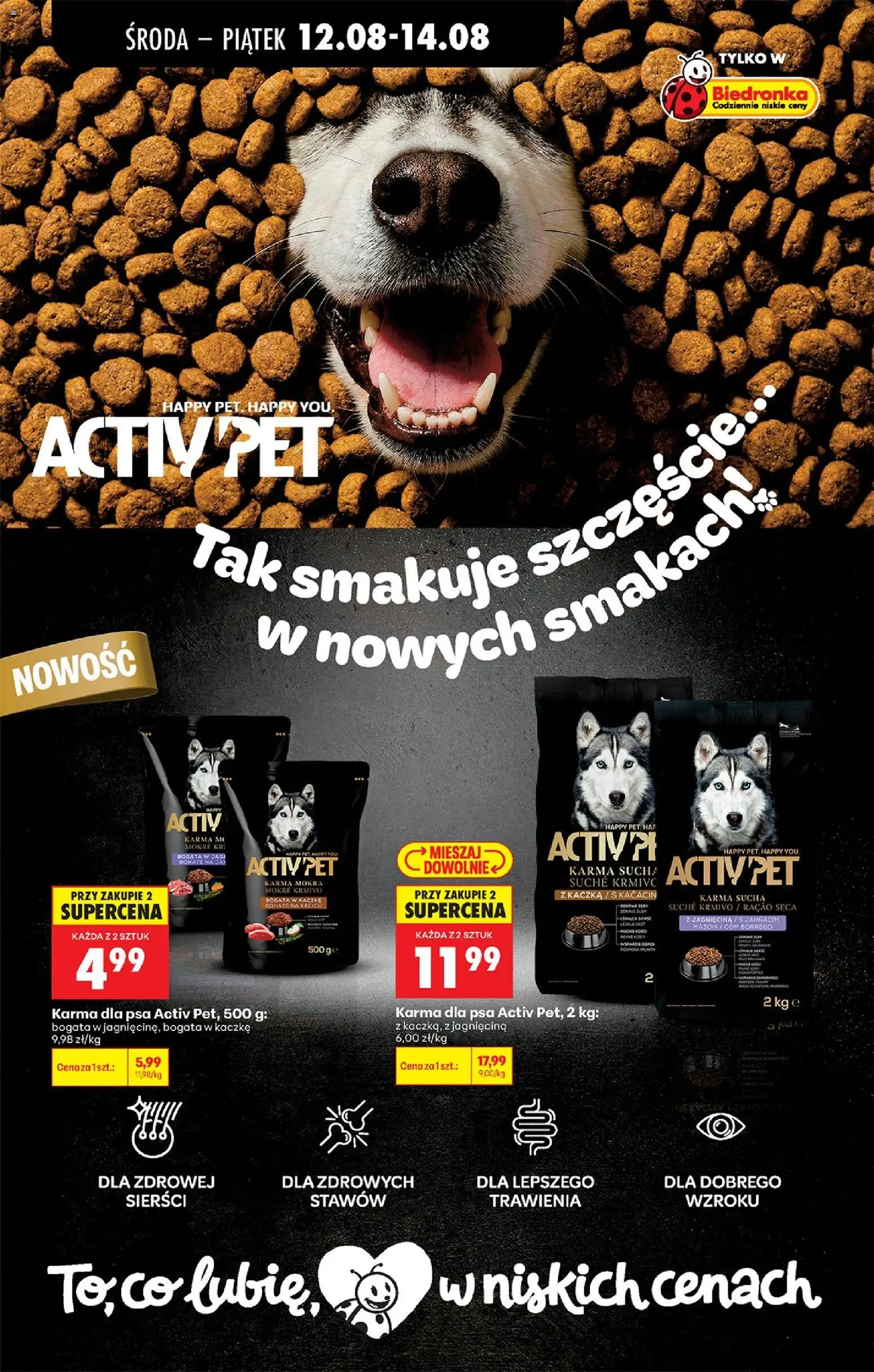 Biedronka gazetka od środy od 12.08.2026 | Strona: 80 | Produkty: Activ pet, Jagnięcina, Karma dla psa, Karma