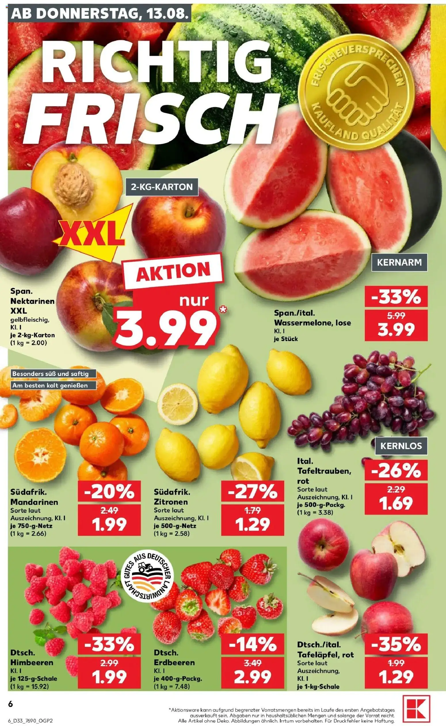 Prospekt Kaufland ab 13.08.2026 » Angebote Online zum Blättern | Seite: 6 | Produkte: Himbeeren, Nektarinen, Erdbeeren, Zitronen