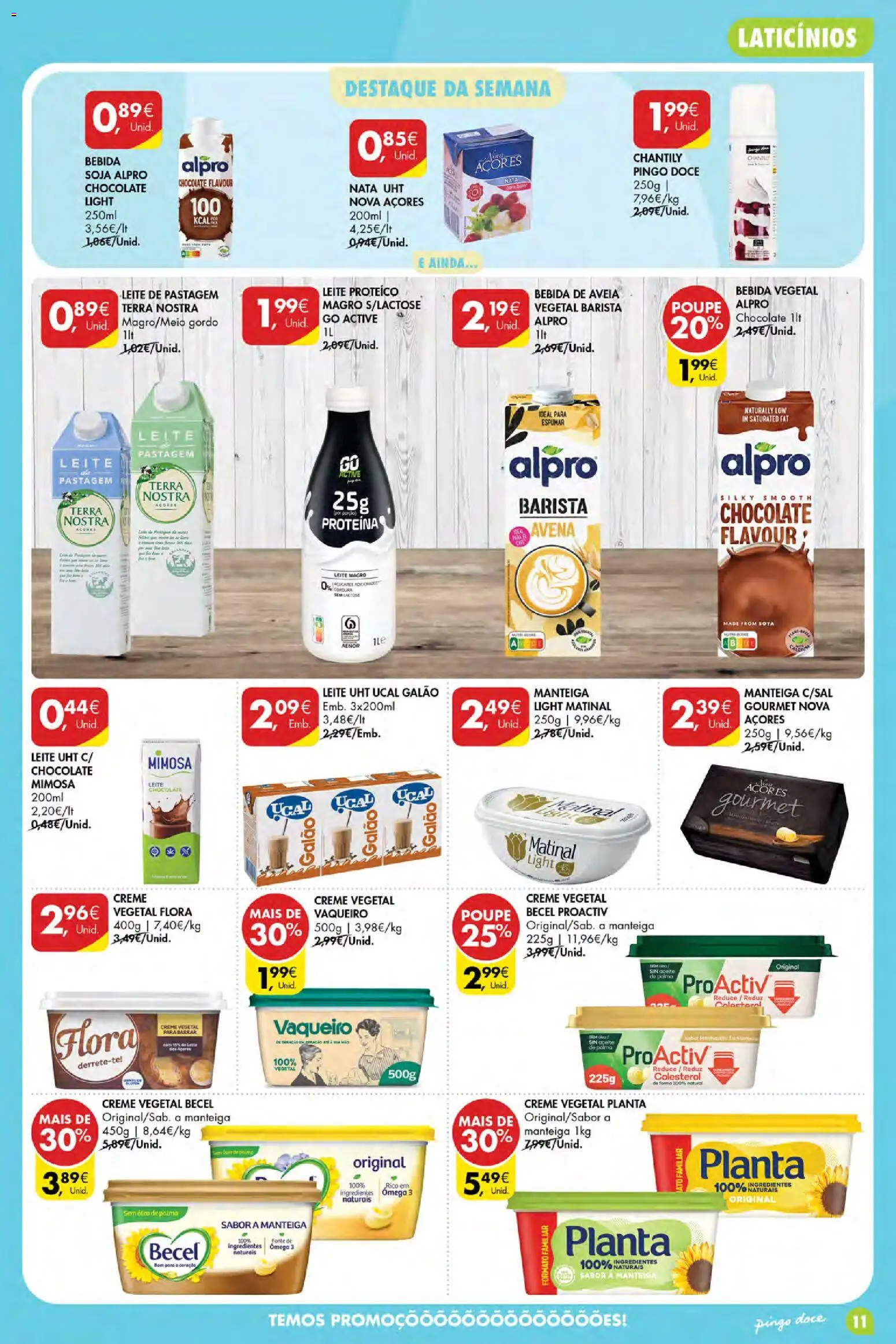 Pingo Doce Poupe Esta Semana Açores │ válido de 27/08/2026 | Página: 11 | Produtos: Creme vegetal, Leite UHT, Leite, Creme