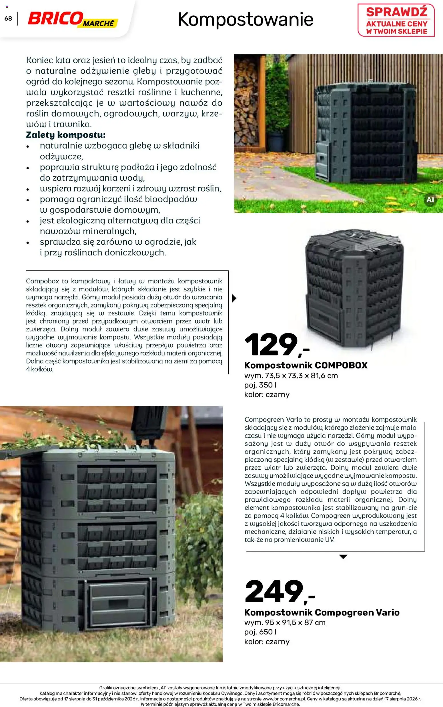 Brico Marché gazetka - Jesienne Inspiracje od 17.08.2026 | Strona: 68 | Produkty: Nawóz, Kompostownik