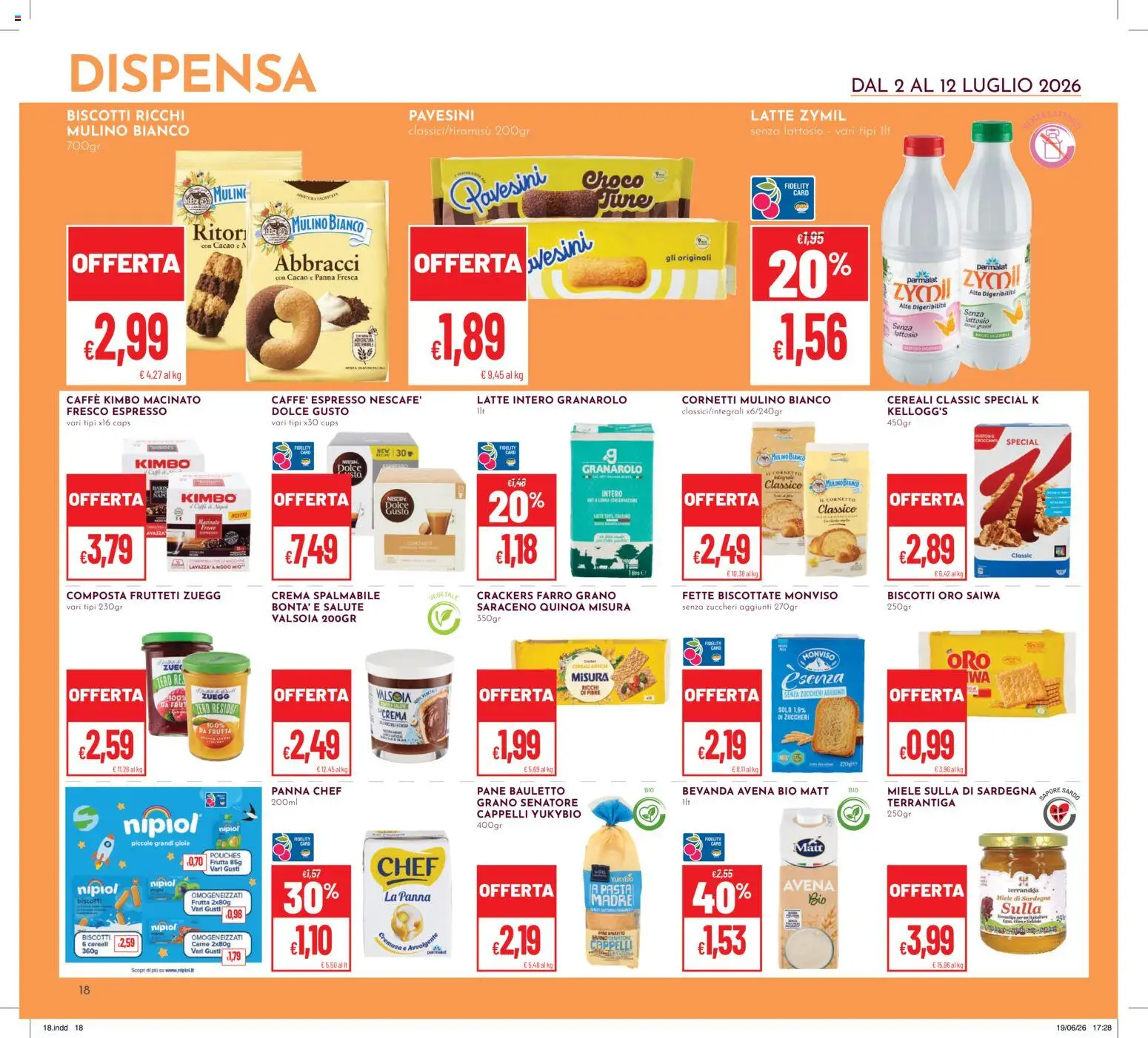 Volantino Pan del 02/07/2026 | Pagina: 18 | Prodotti: Frutta, Pasta, Cacao, Fette biscottate