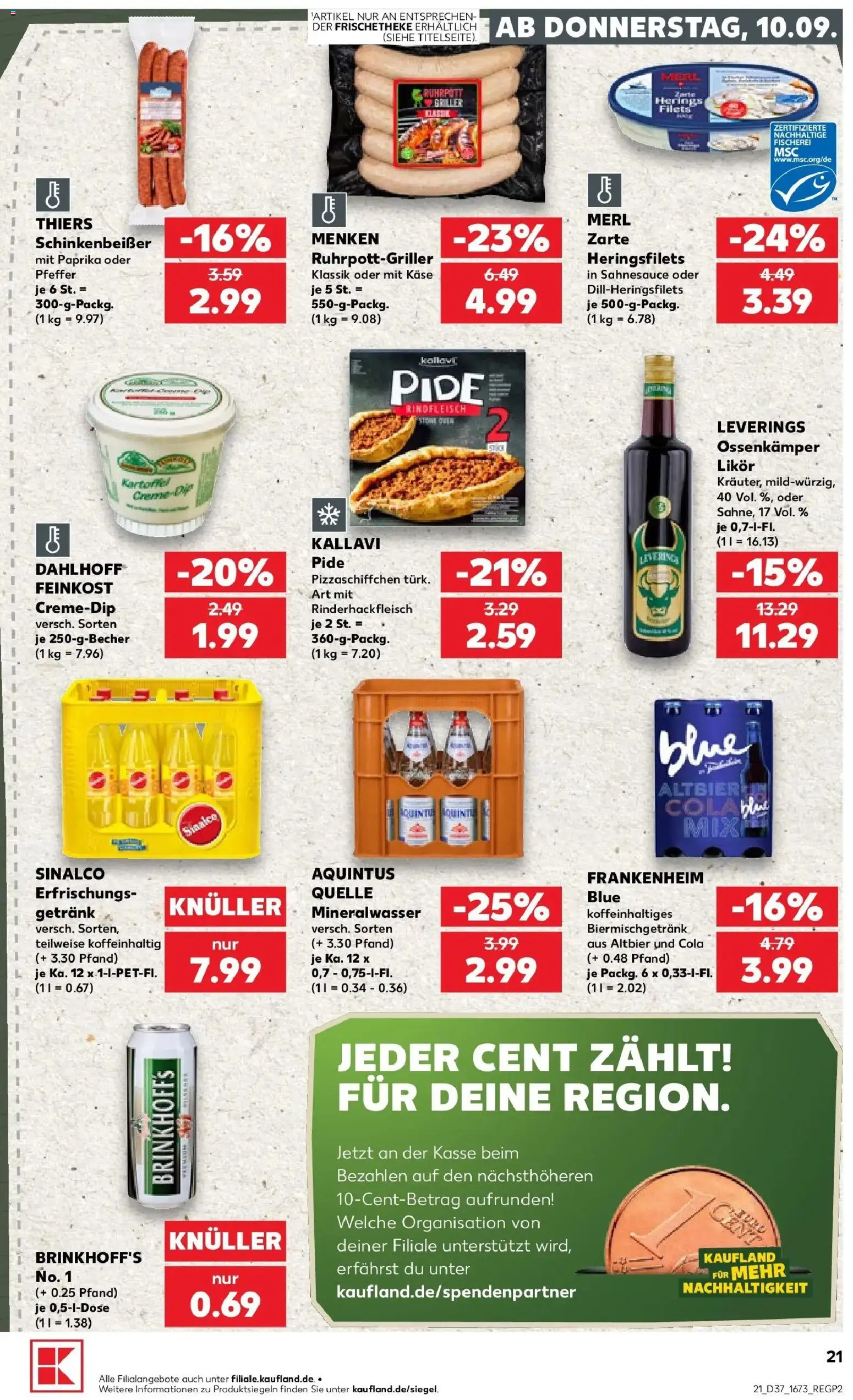 Prospekt Kaufland ab 10.09.2026 » Angebote Online zum Blättern | Seite: 21 | Produkte: Likör, Mineralwasser, Paprika, Pfeffer