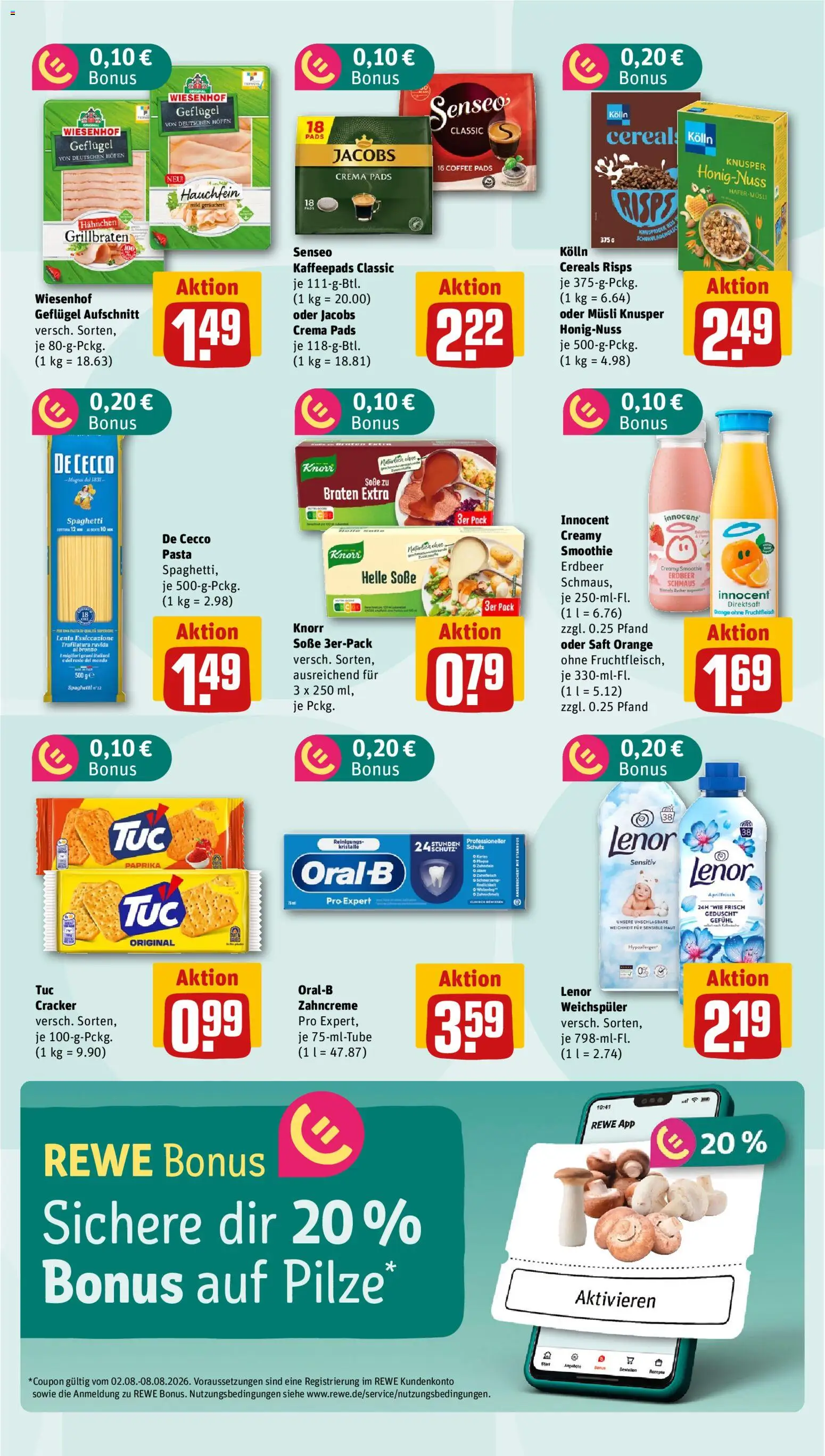 Nahkauf Prospekt – gültig ab 03.08.2026 | Seite: 5 | Produkte: Kaffeepads, Hahnchen, Weichspüler, Saft
