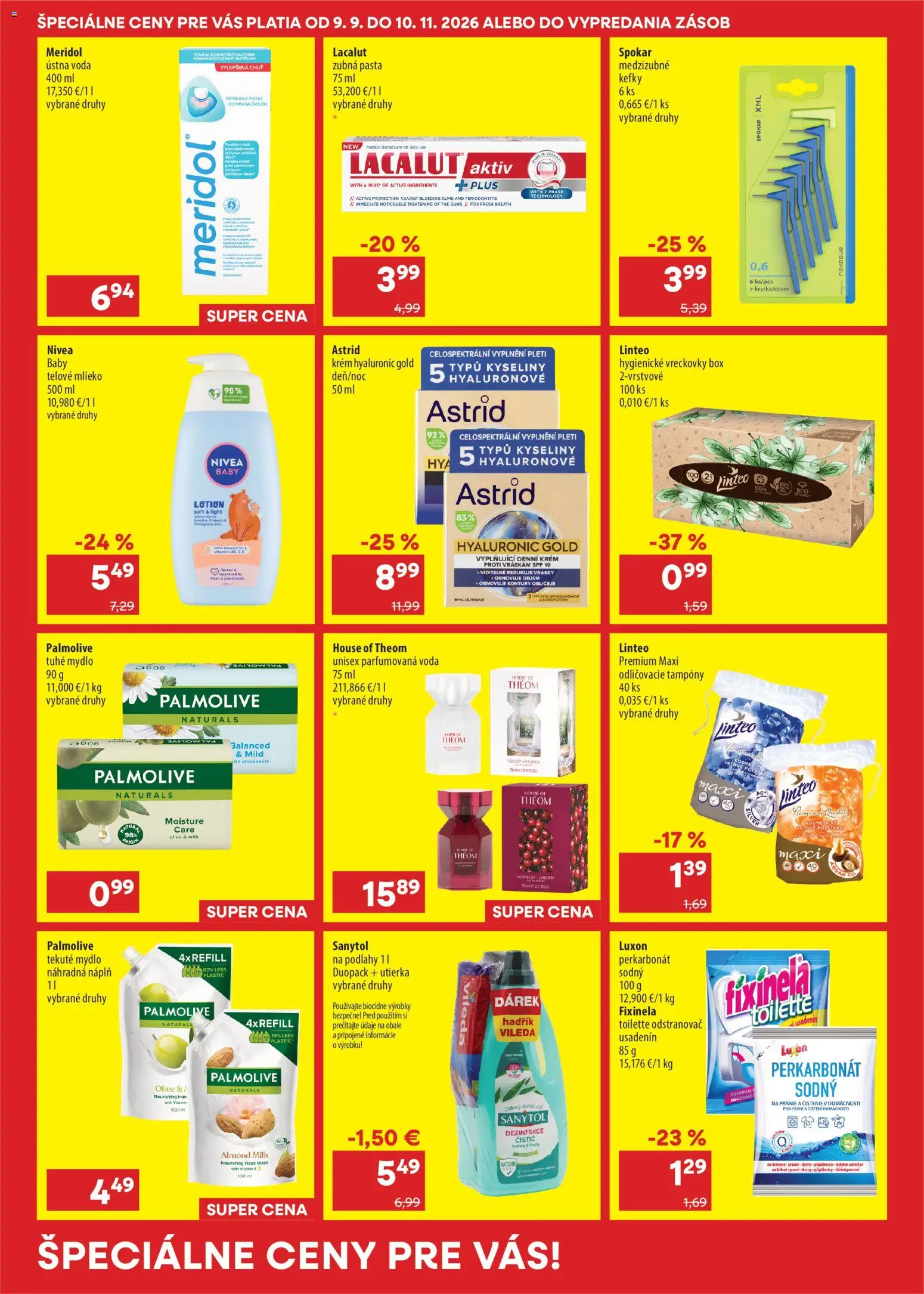 Nové 101 drogerie akcie – leták je platný od 09.09.2026 | Strana: 5 | Produkty: Mydlo, Vreckovky, Krém, Voda
