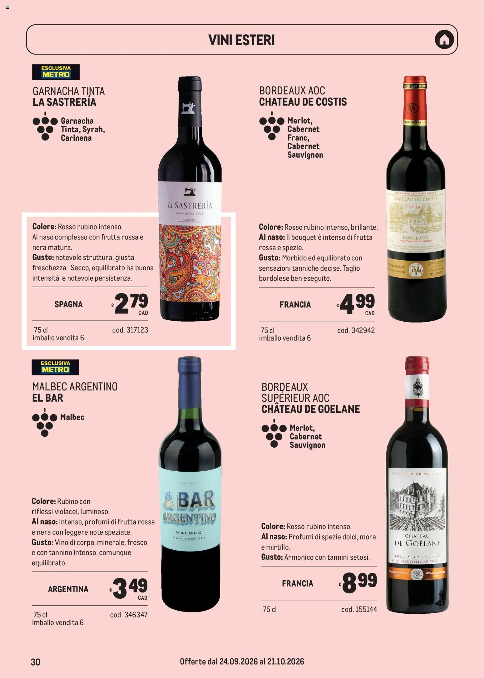 Volantino Metro del 24/09/2026 | Pagina: 30 | Prodotti: Spezie, Frutta, Taglio, Vino