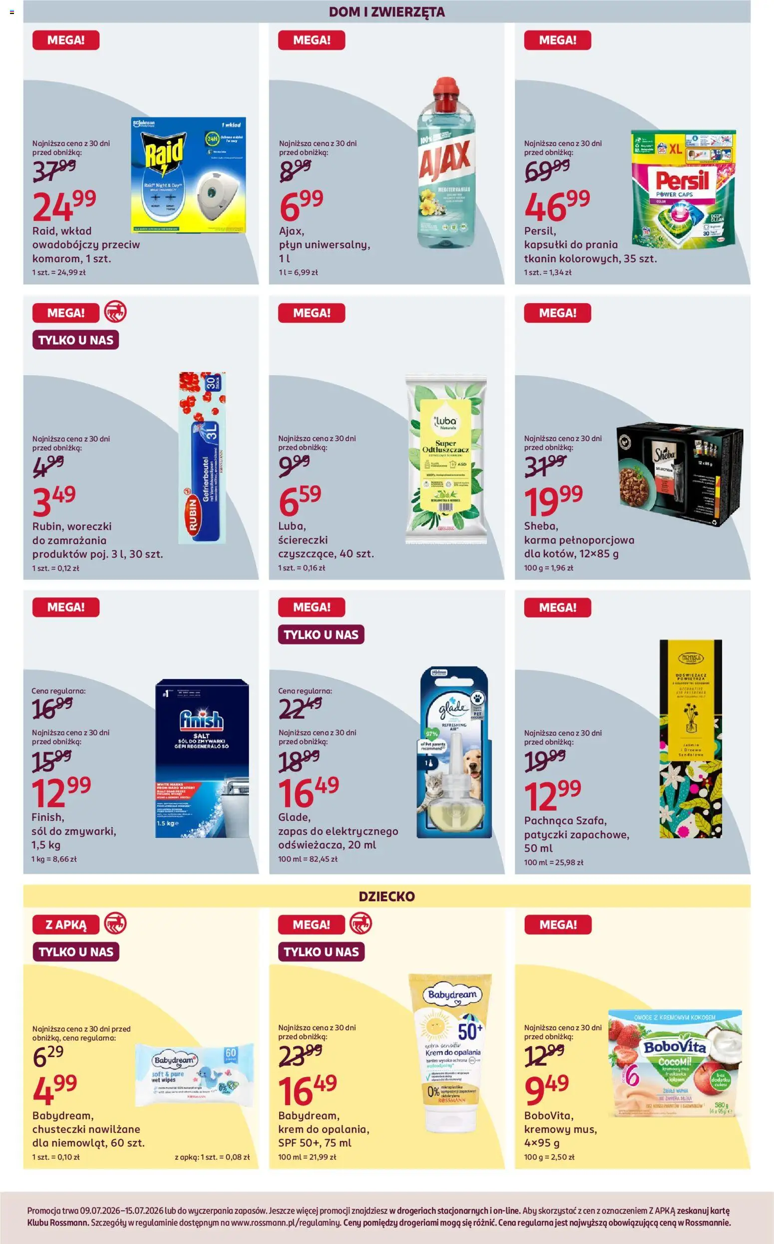 Rossmann gazetka od 09.07.2026 | Strona: 4 | Produkty: Mleka, Kapsułki do prania, Sól do zmywarki, Owoce