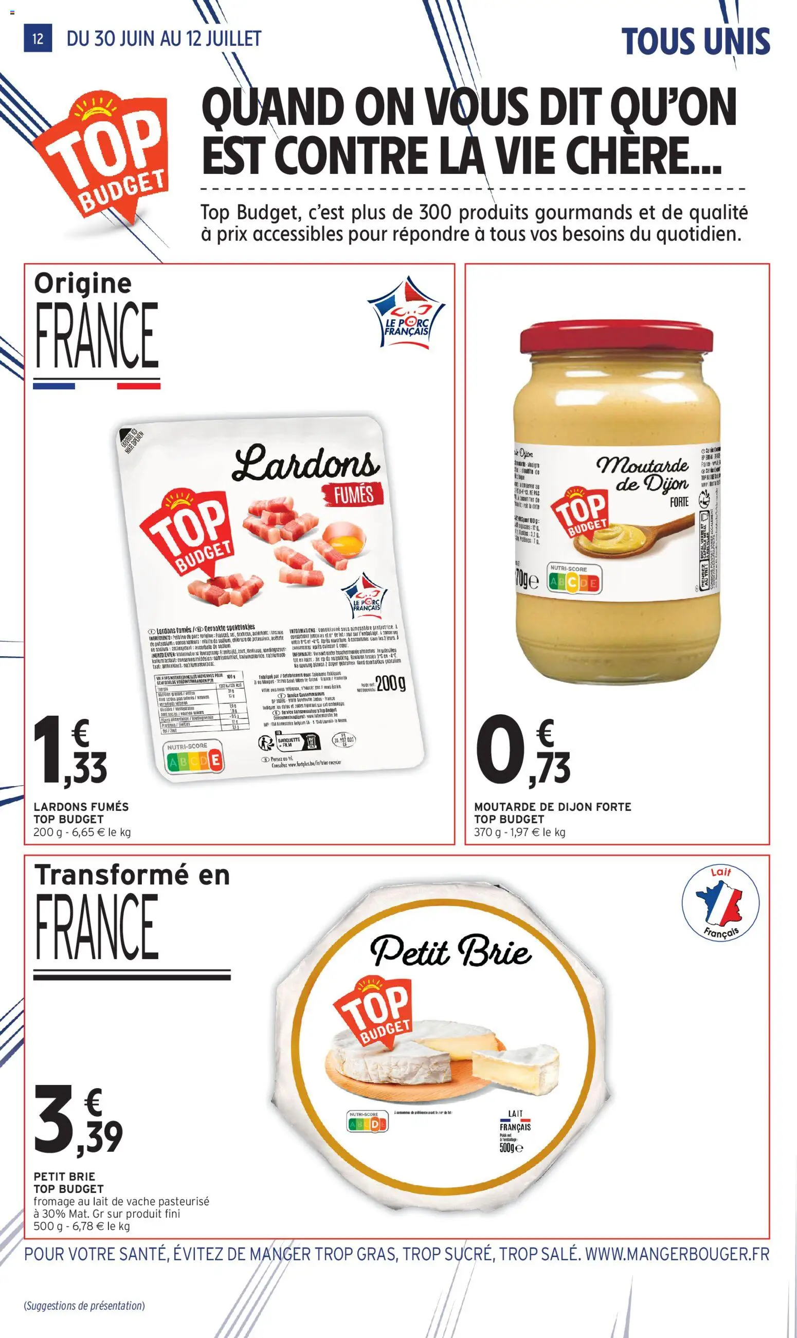 {H1} | Page: 12 | Produits: Lardons, Fromage, Moutarde, Porc